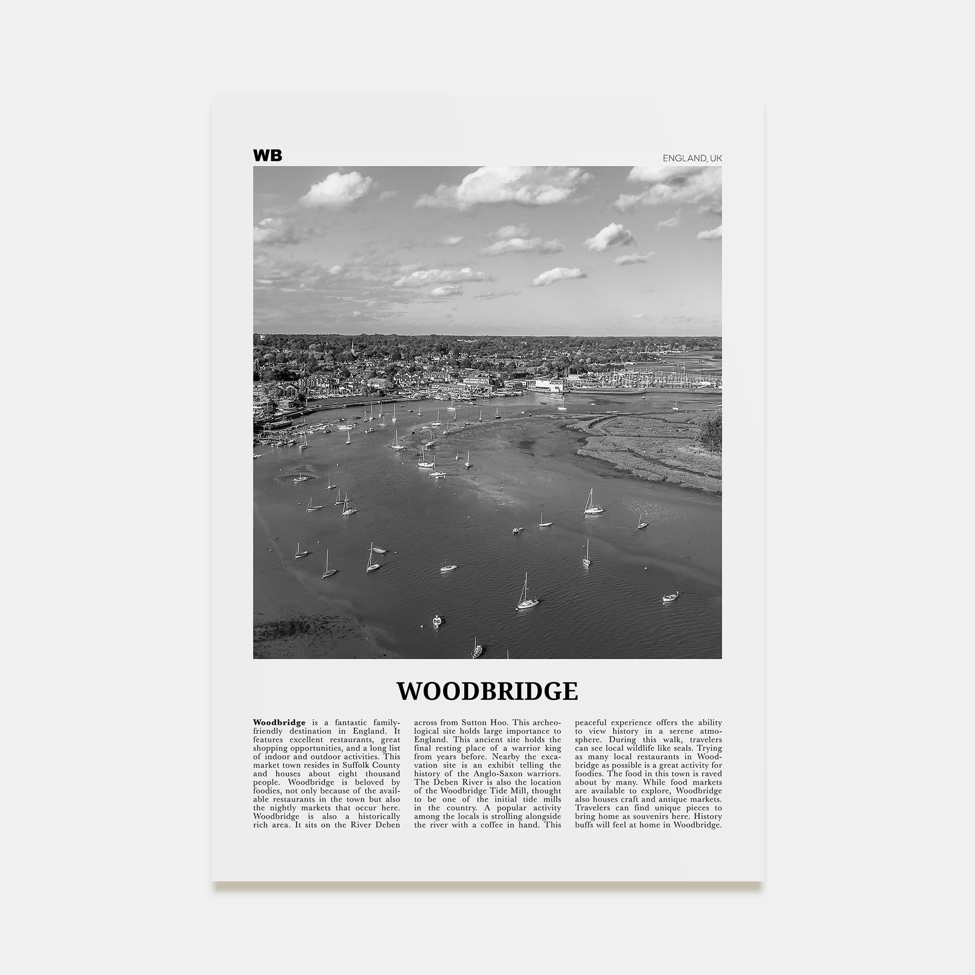 Woodbridge Travel B&W Poster