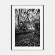 Wooden Cabin Logs Photo B&W No 2 Poster