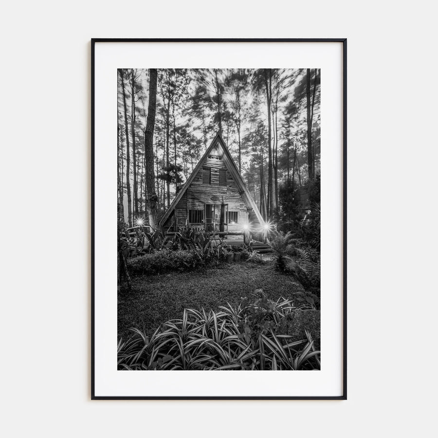 Wooden Cabin Logs Photo B&W No 2 Poster