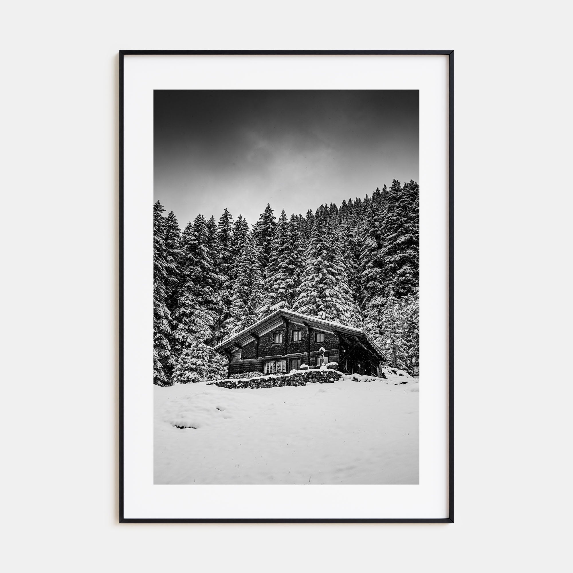 Wooden Cabin Logs Photo B&W No 3 Poster