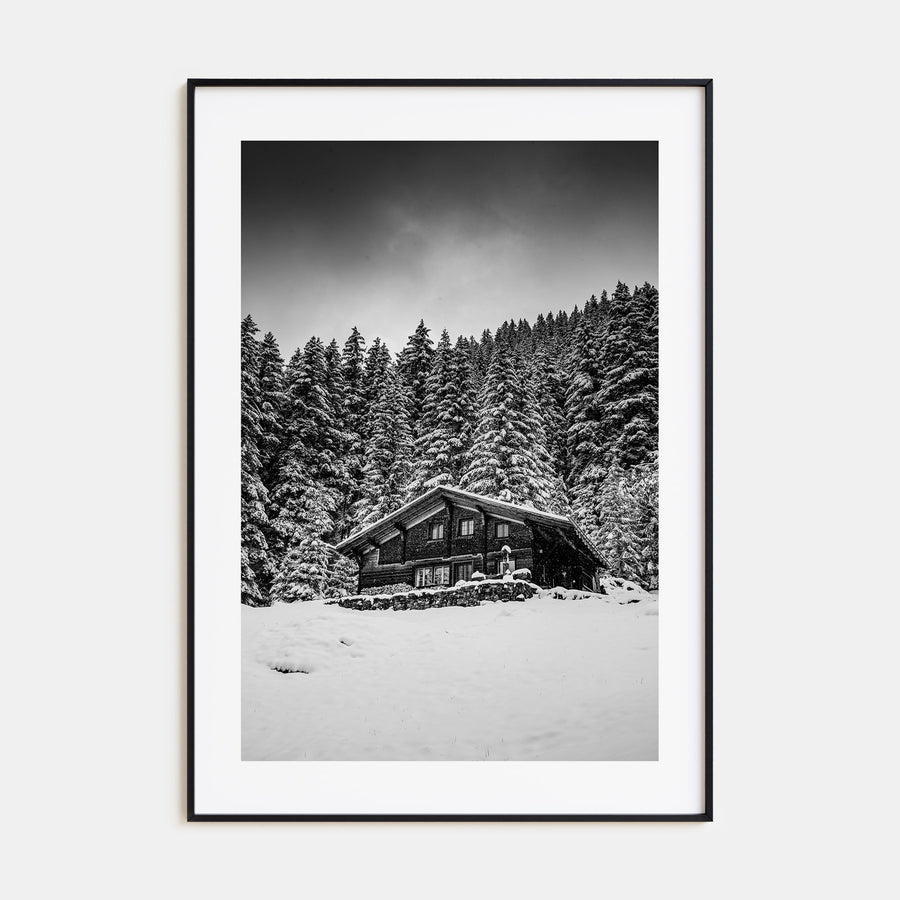 Wooden Cabin Logs Photo B&W No 3 Poster