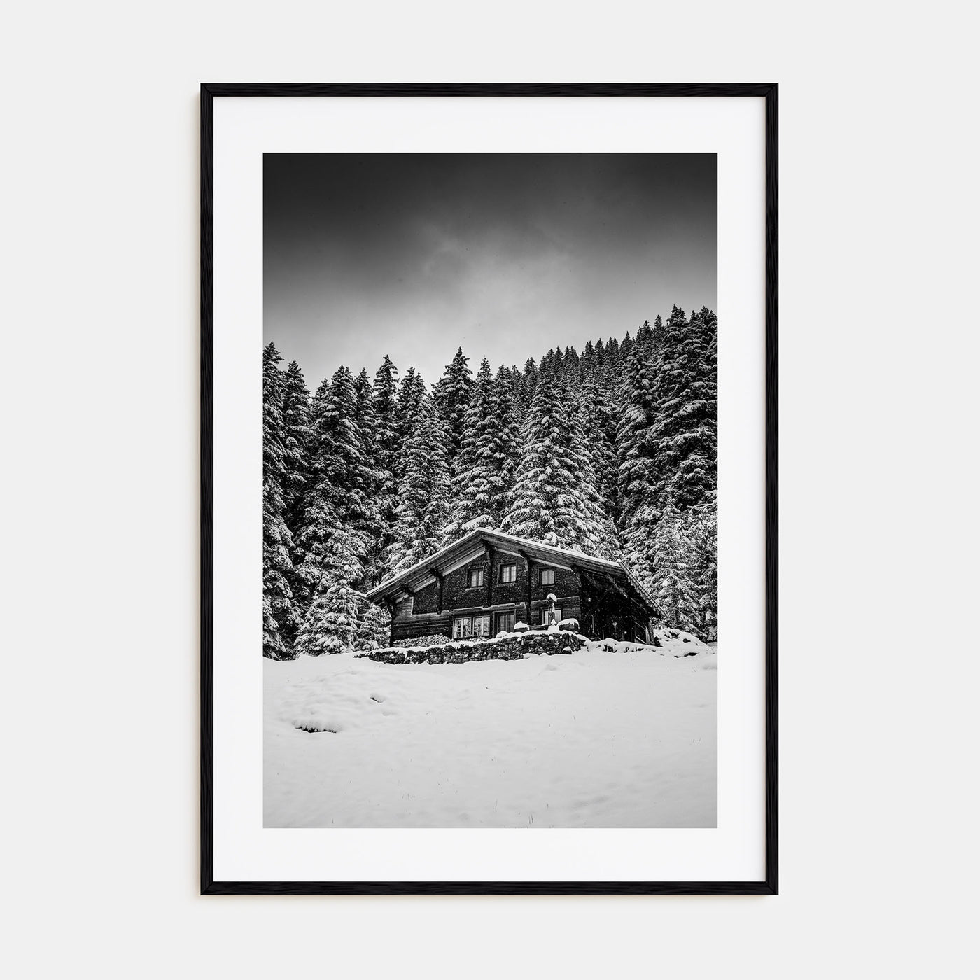 Wooden Cabin Logs Photo B&W No 3 Poster