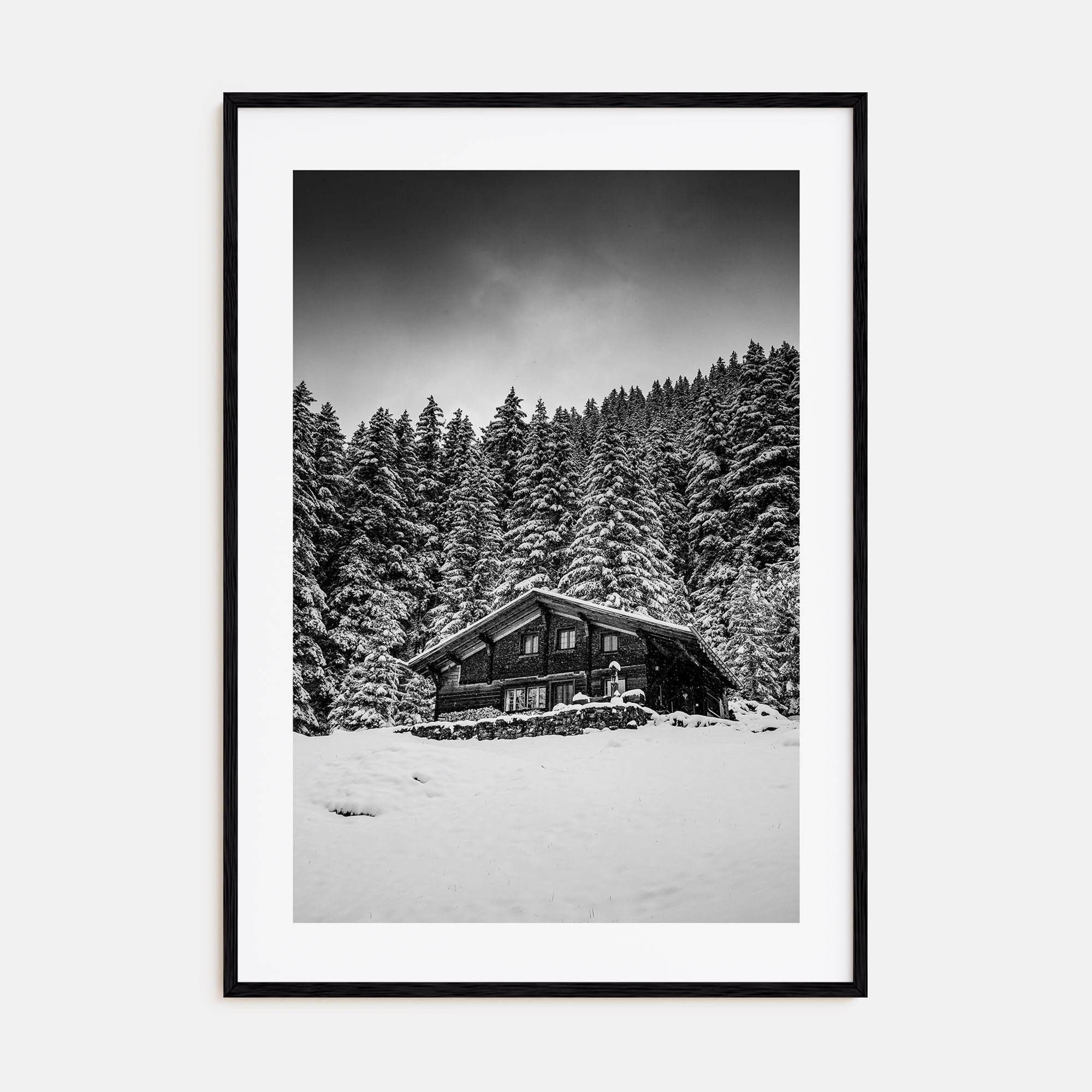 Wooden Cabin Logs Photo B&W No 3 Poster