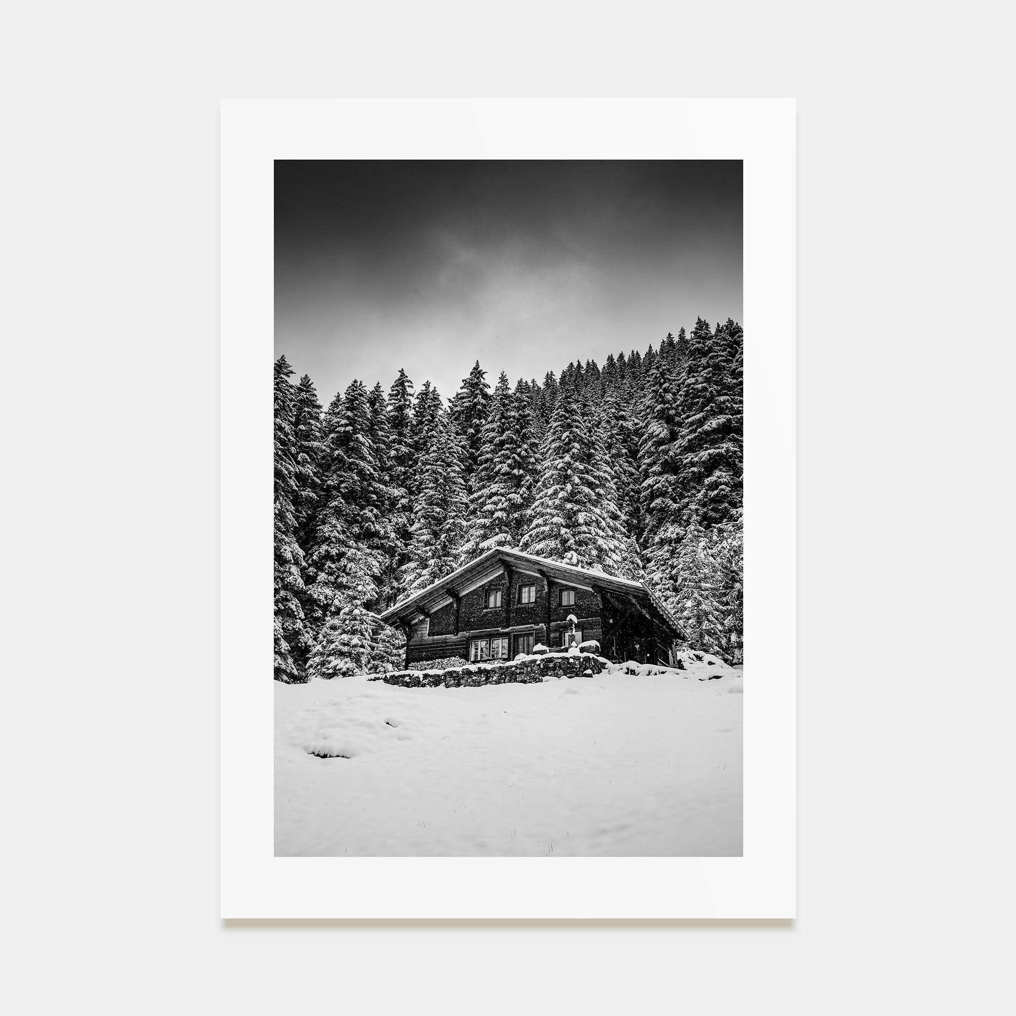 Wooden Cabin Logs Photo B&W No 3 Poster