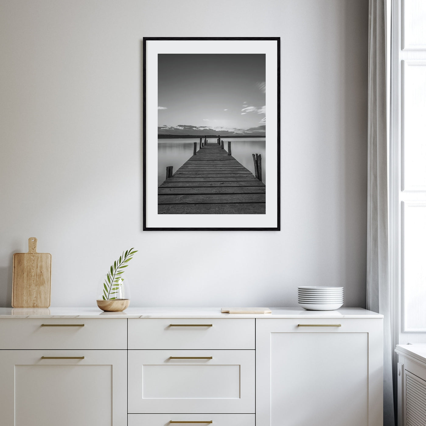 Wooden Dock Photo B&W Poster
