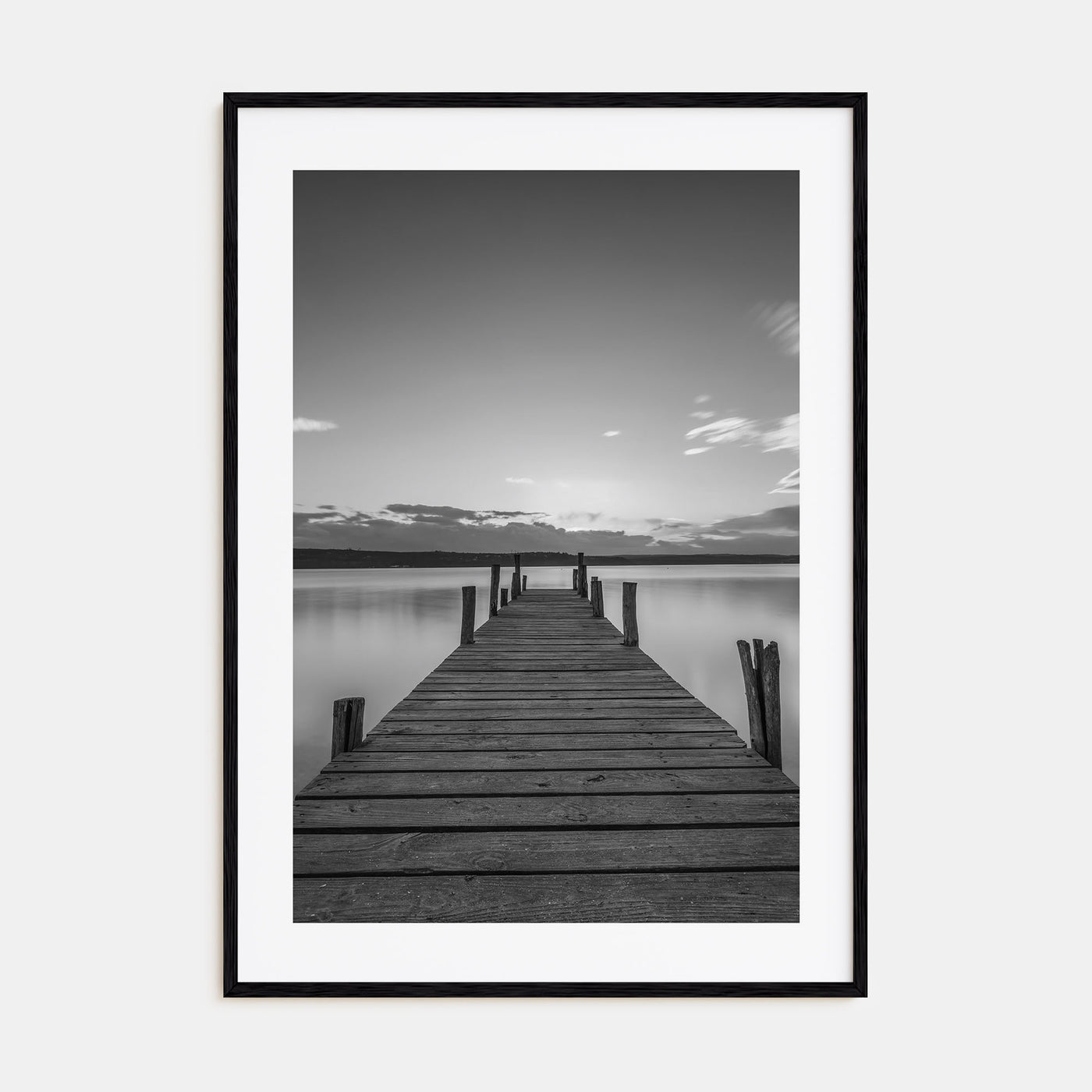 Wooden Dock Photo B&W Poster