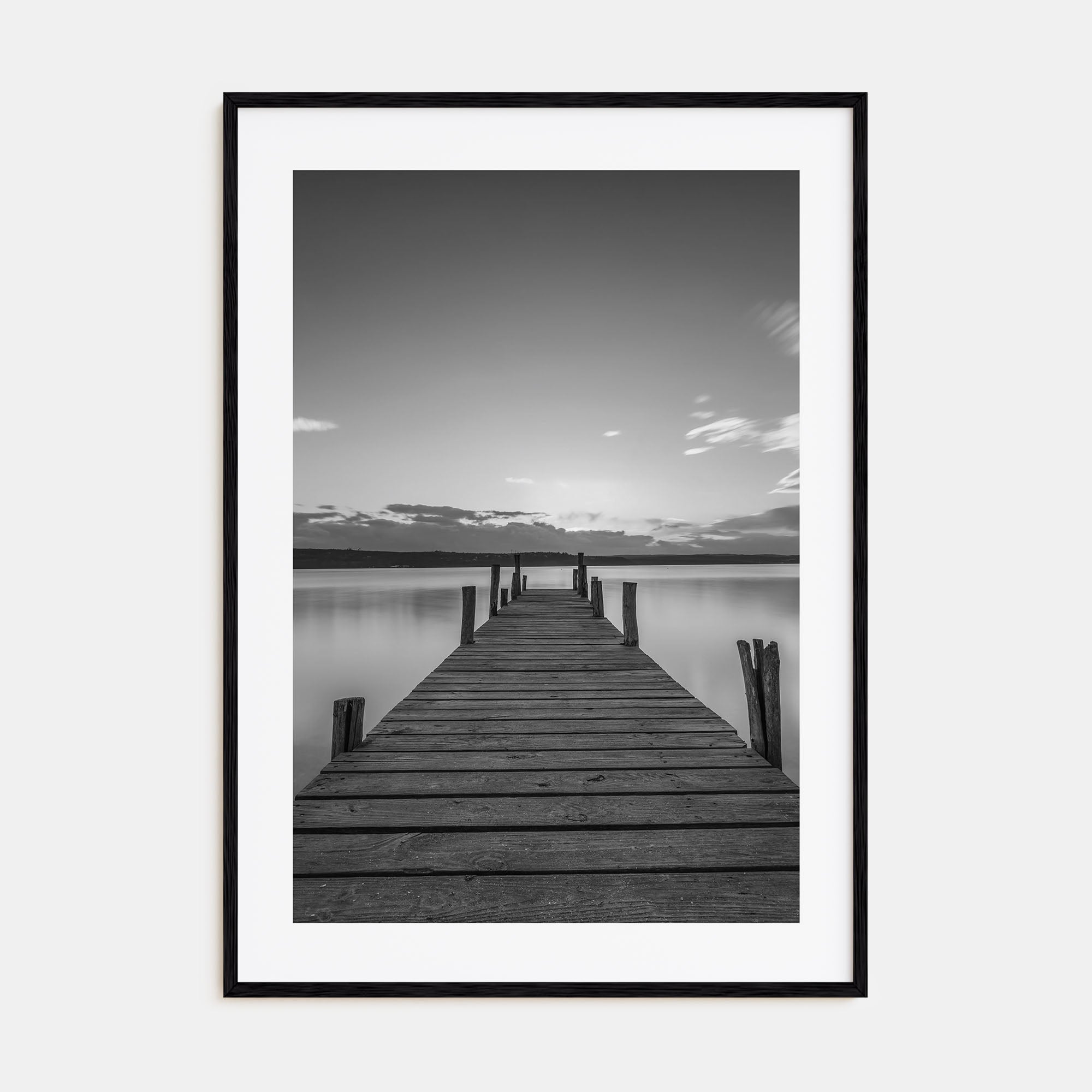 Wooden Dock Photo B&W Poster