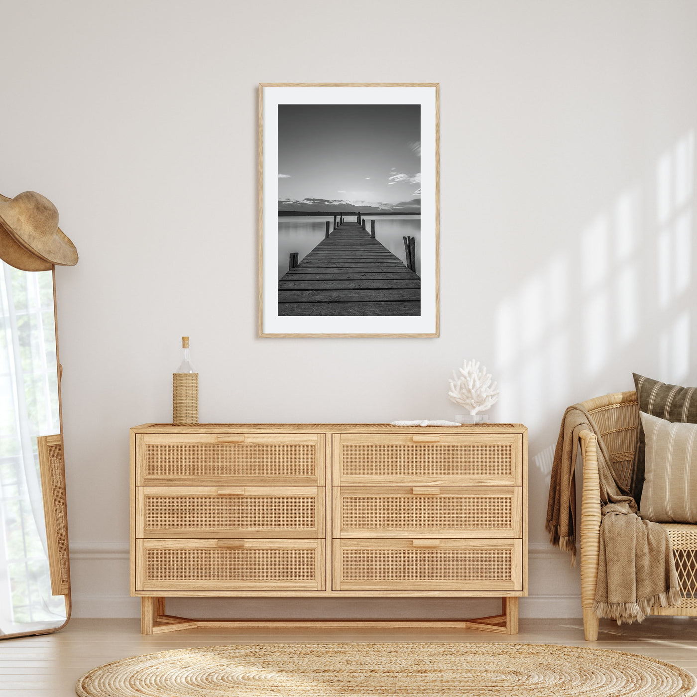 Wooden Dock Photo B&W Poster