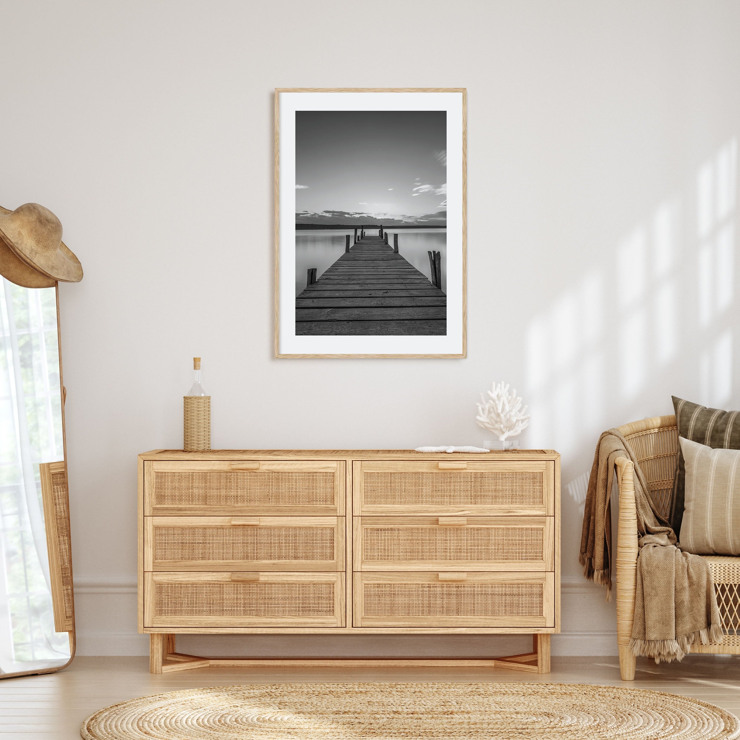 Wooden Dock Photo B&W Poster