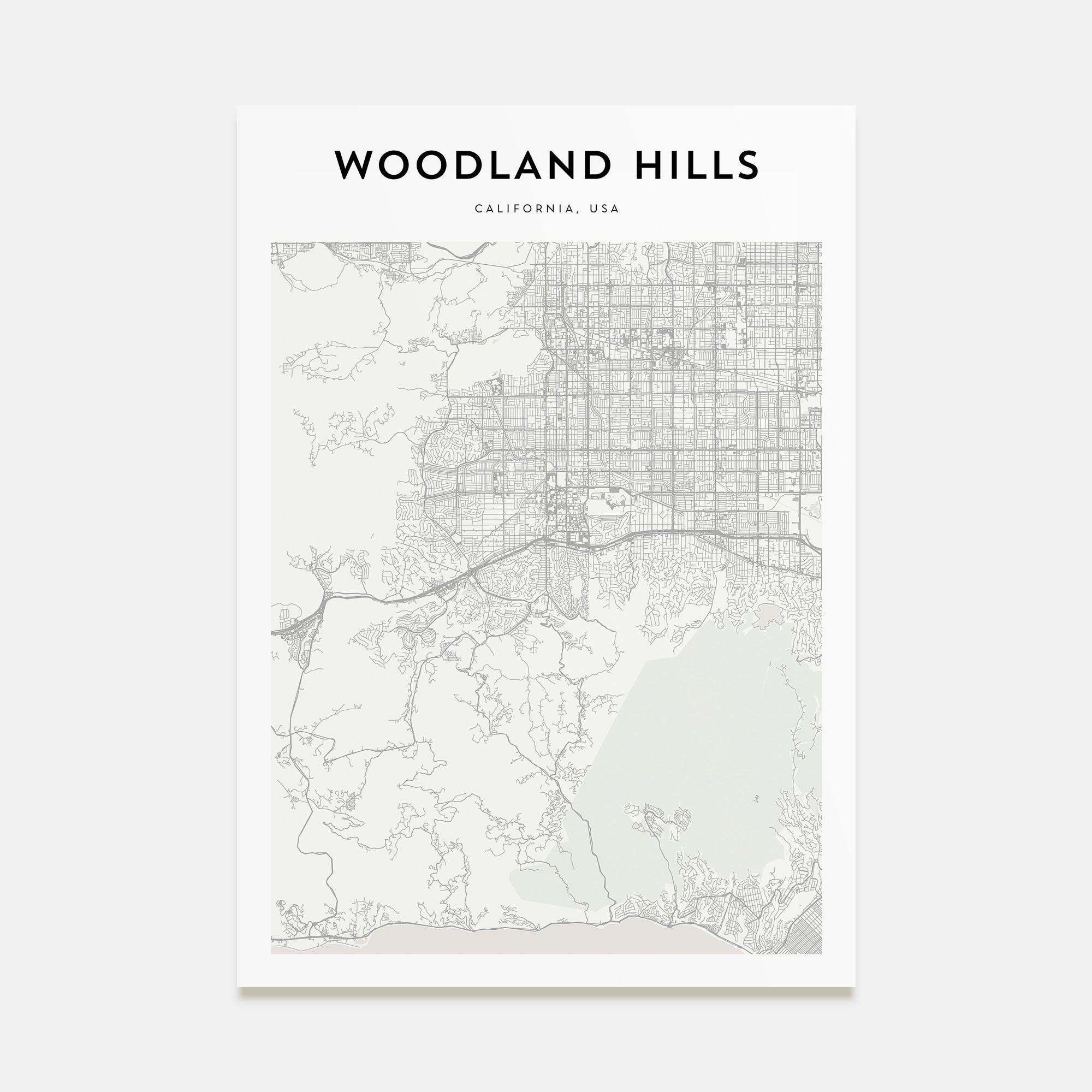 Woodland Hills Map Portrait Poster