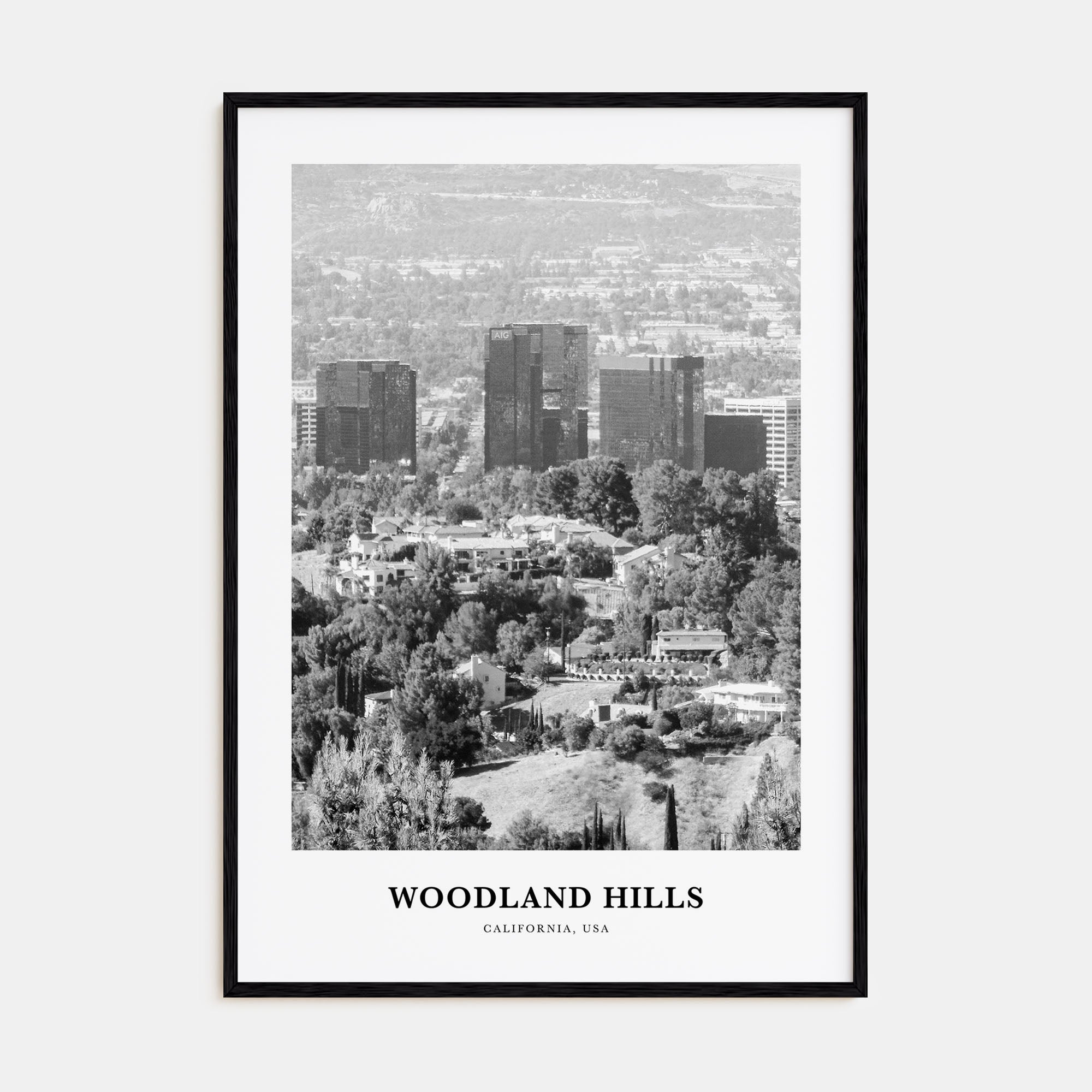 Woodland Hills Portrait B&W Poster
