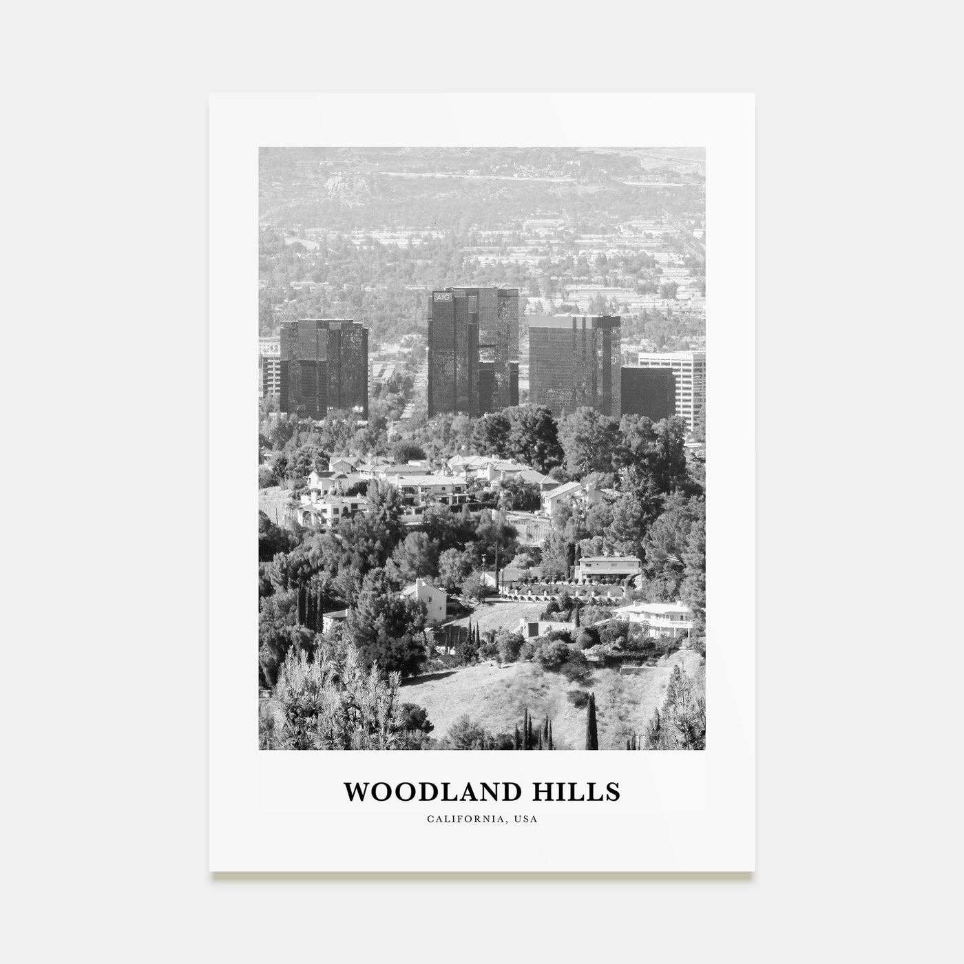 Woodland Hills Portrait B&W Poster
