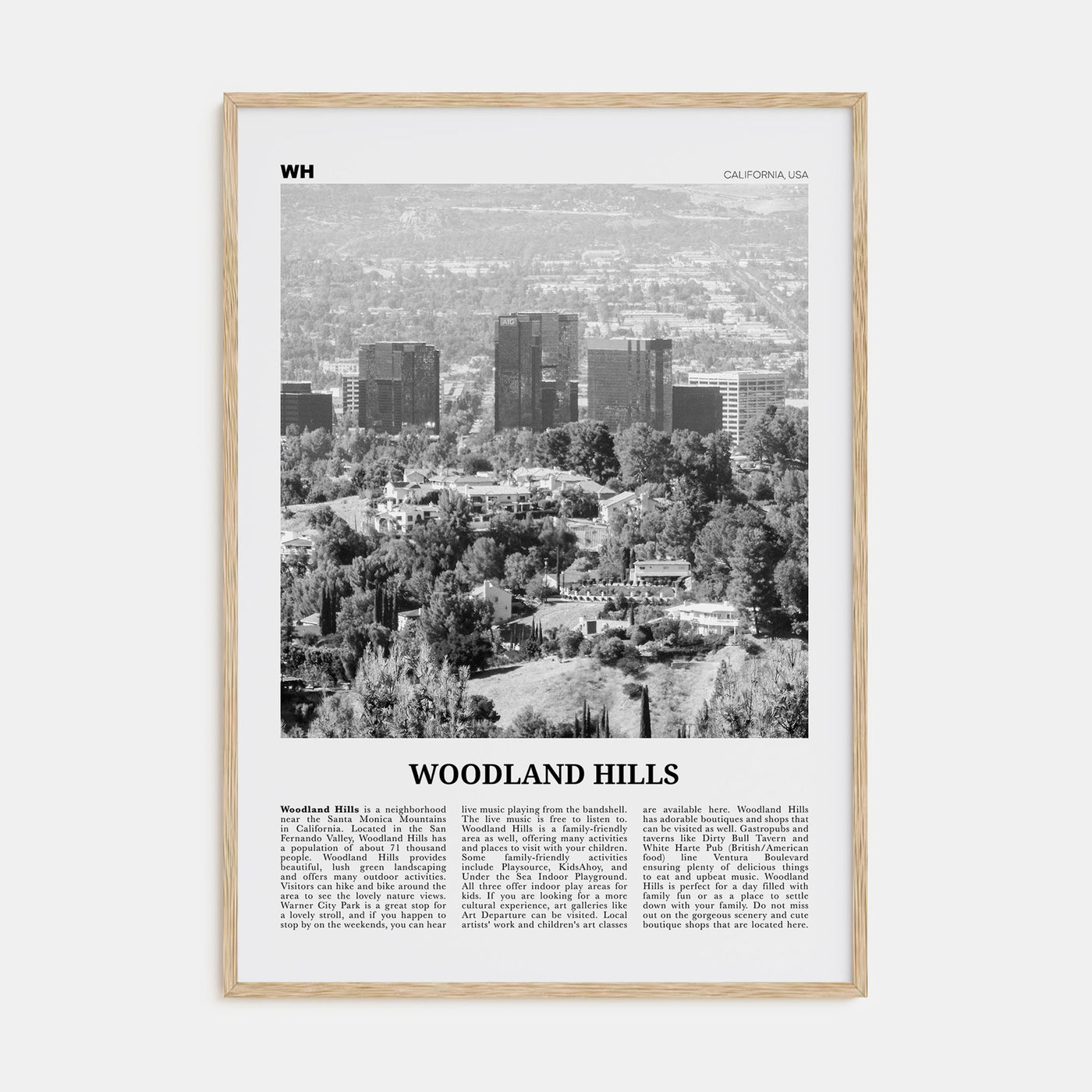 Woodland Hills Travel B&W Poster