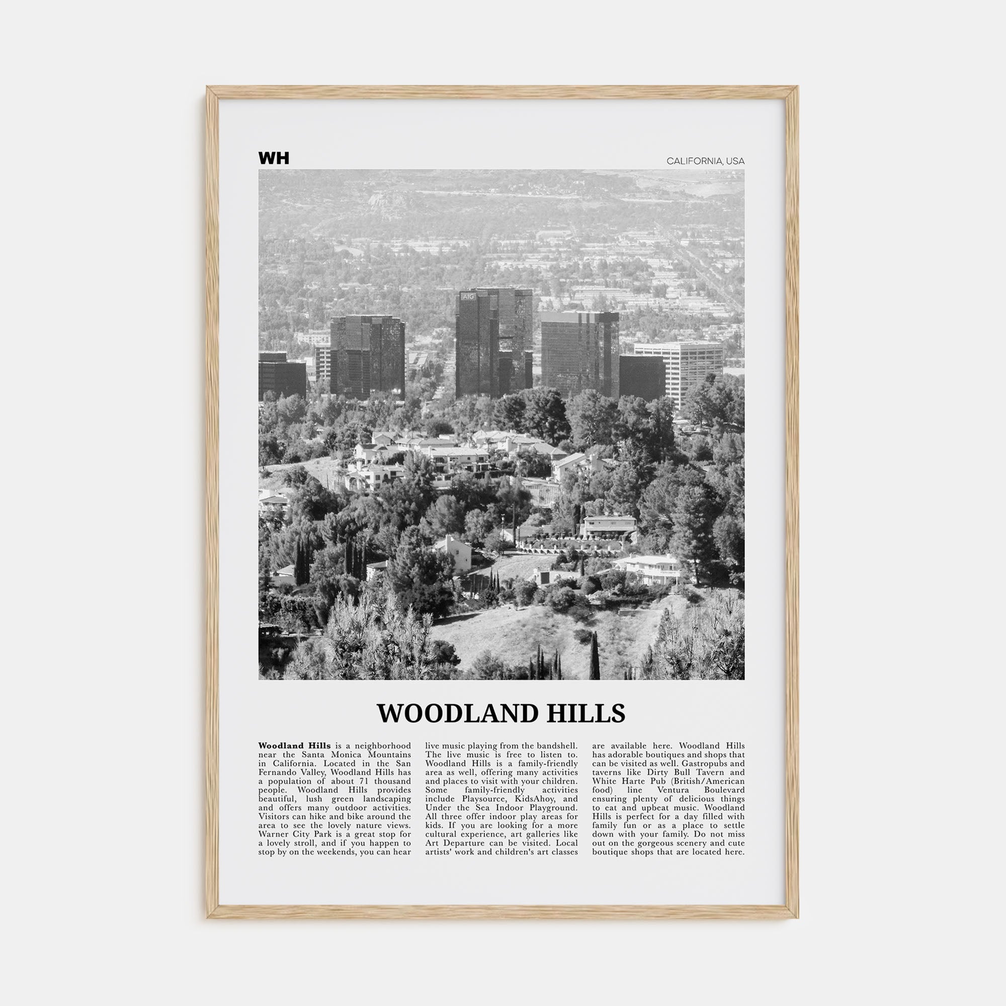 Woodland Hills Travel B&W Poster