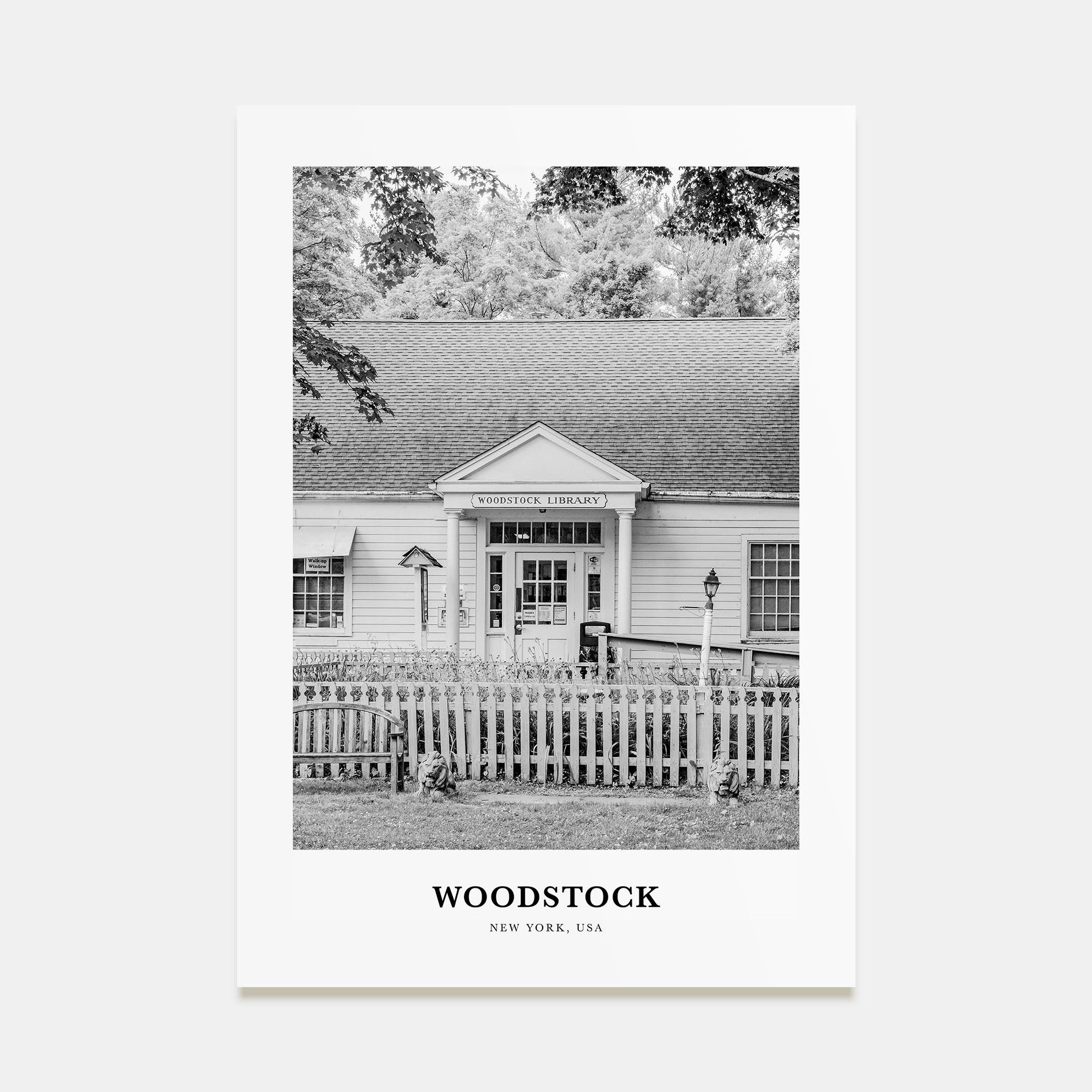 Woodstock, New York Portrait B&W Poster
