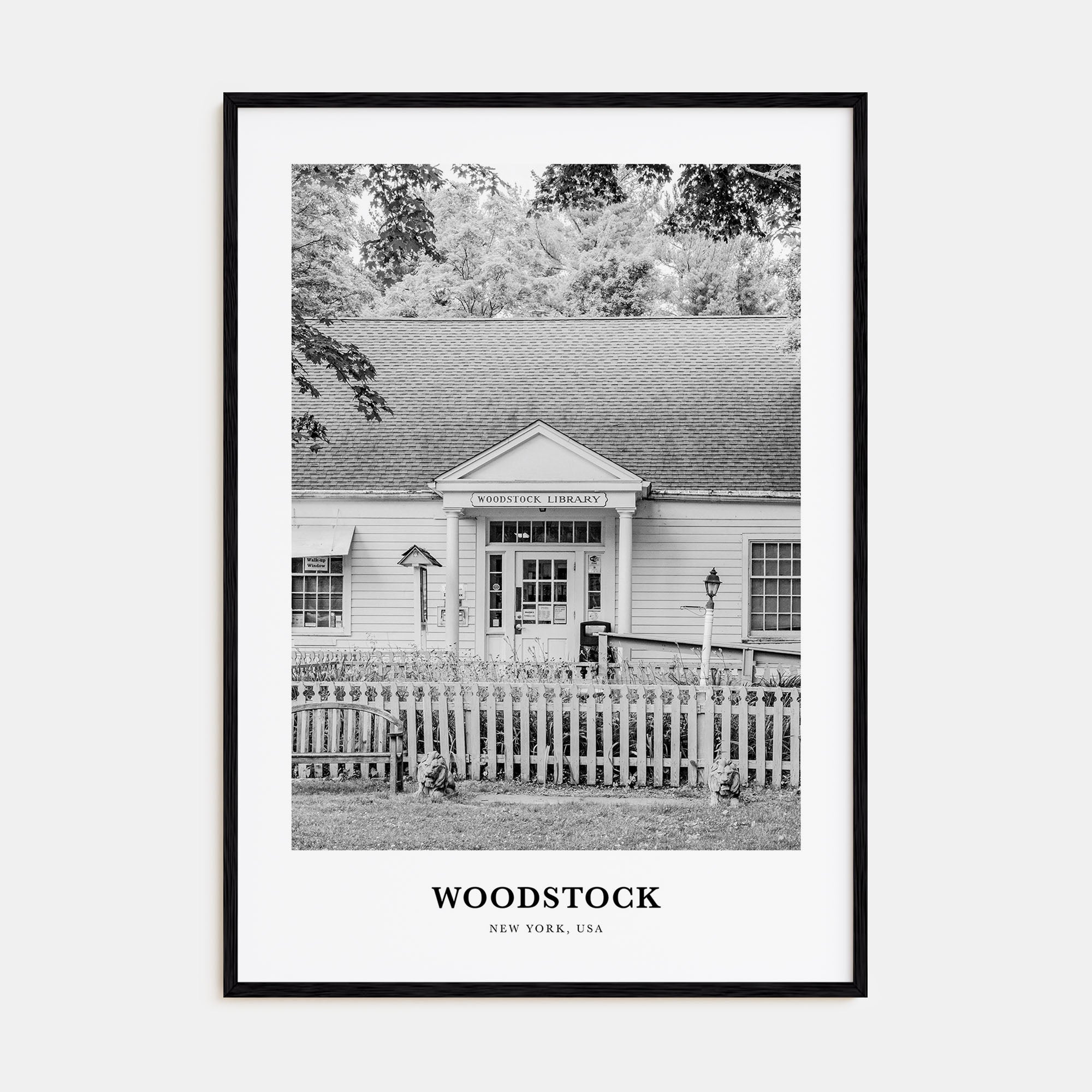 Woodstock, New York Portrait B&W Poster