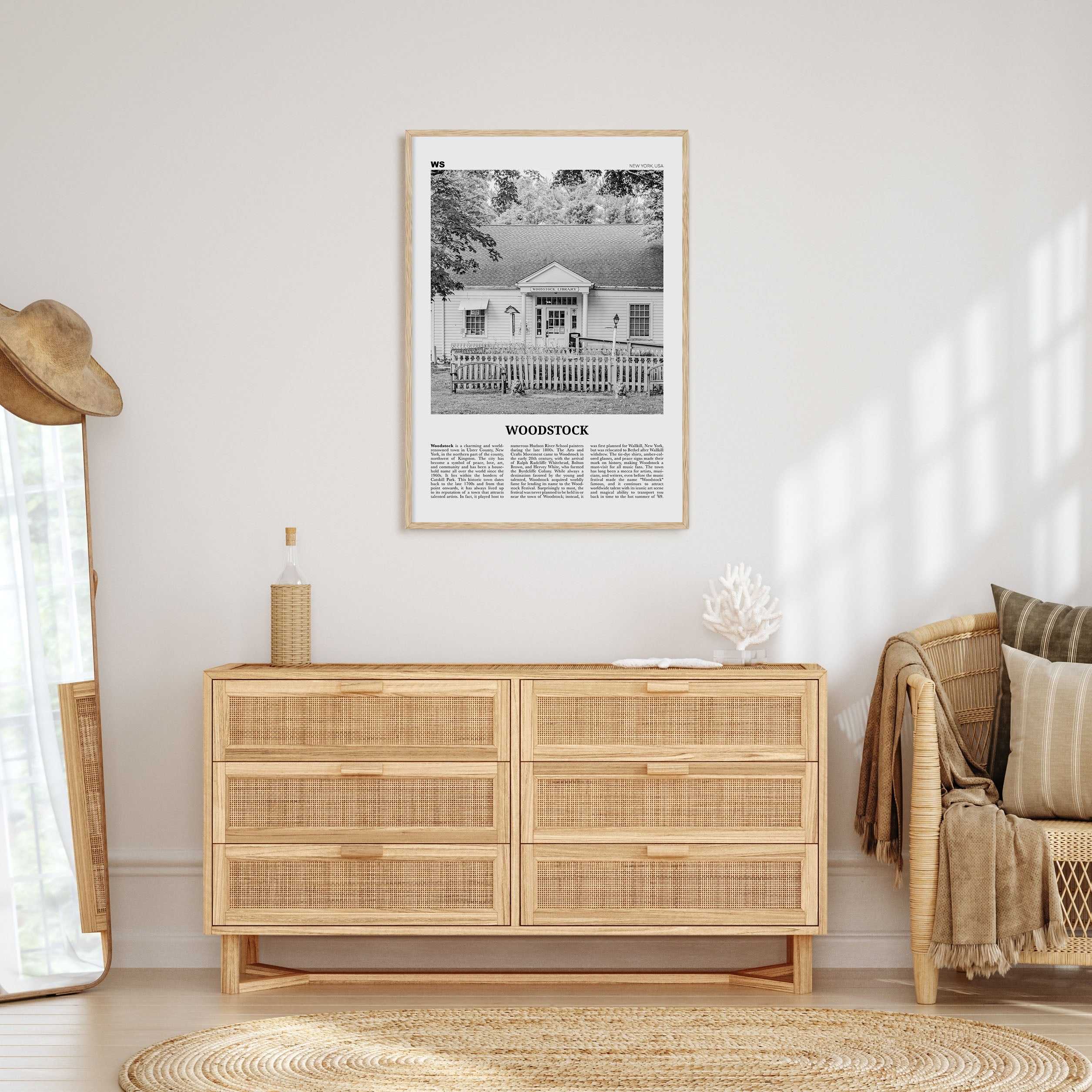 Woodstock, New York Travel B&W Poster