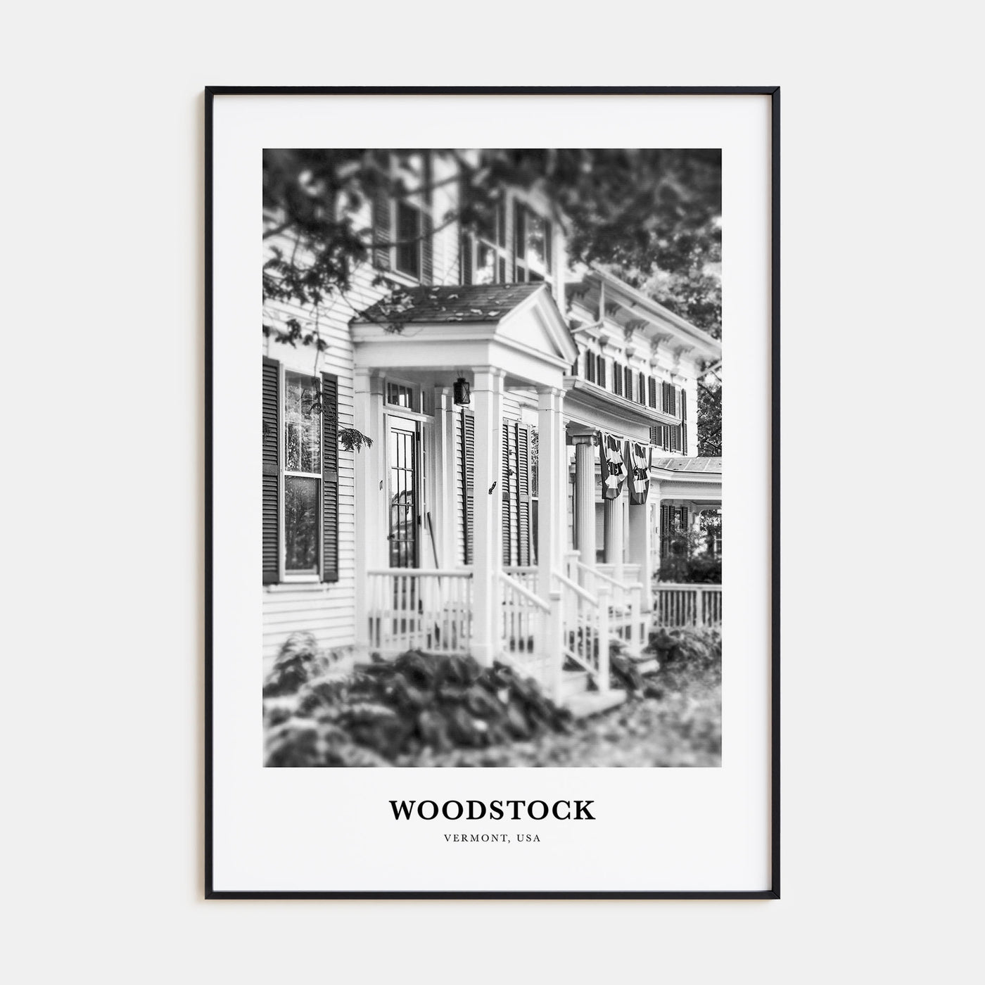 Woodstock, Vermont Portrait B&W Poster