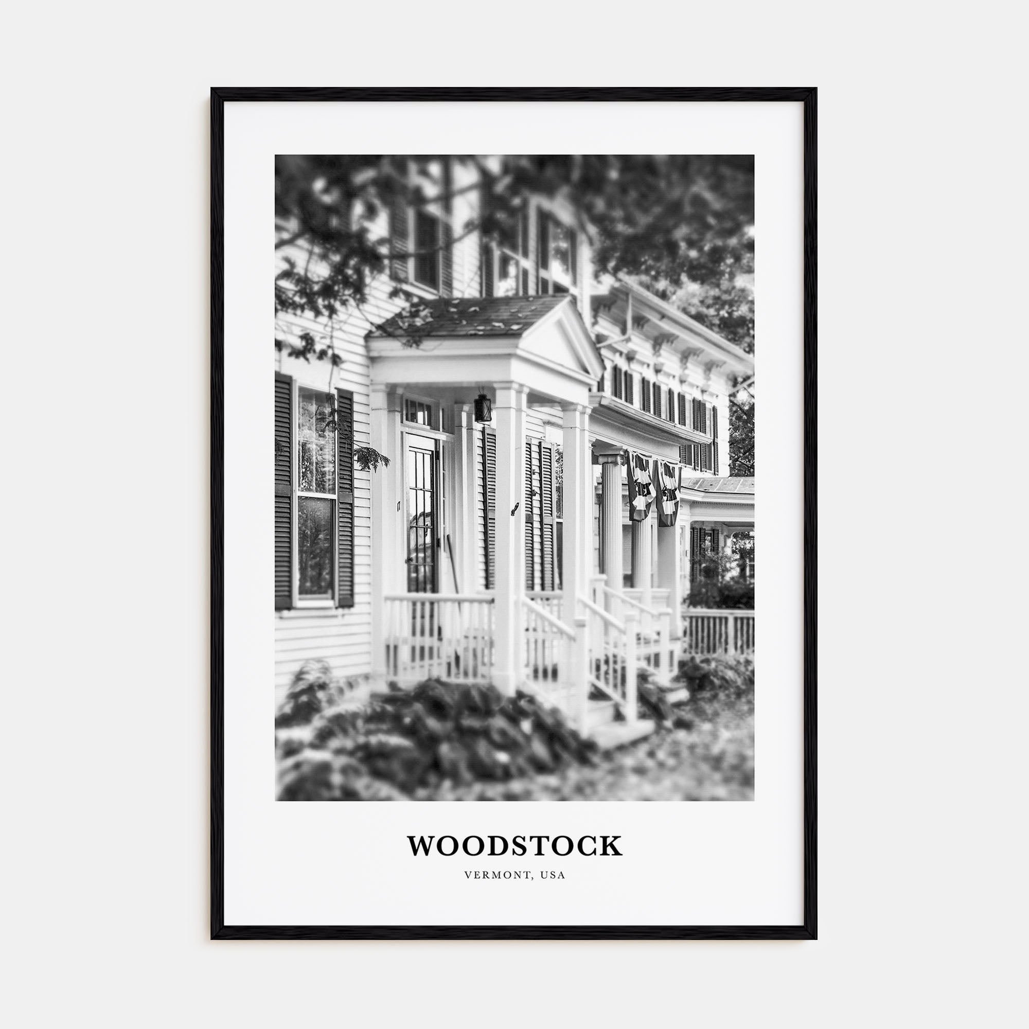 Woodstock, Vermont Portrait B&W Poster