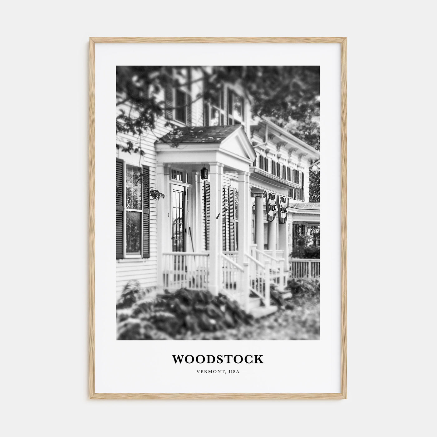 Woodstock, Vermont Portrait B&W Poster