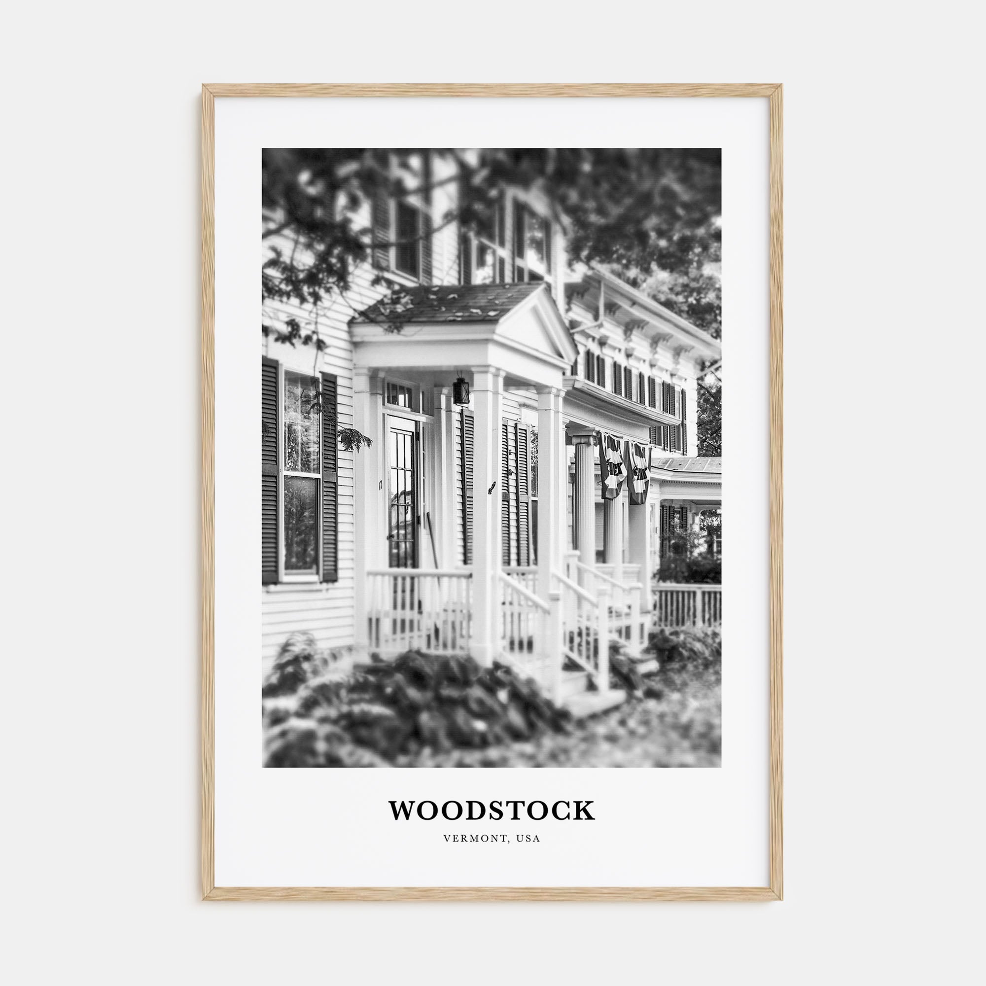 Woodstock, Vermont Portrait B&W Poster