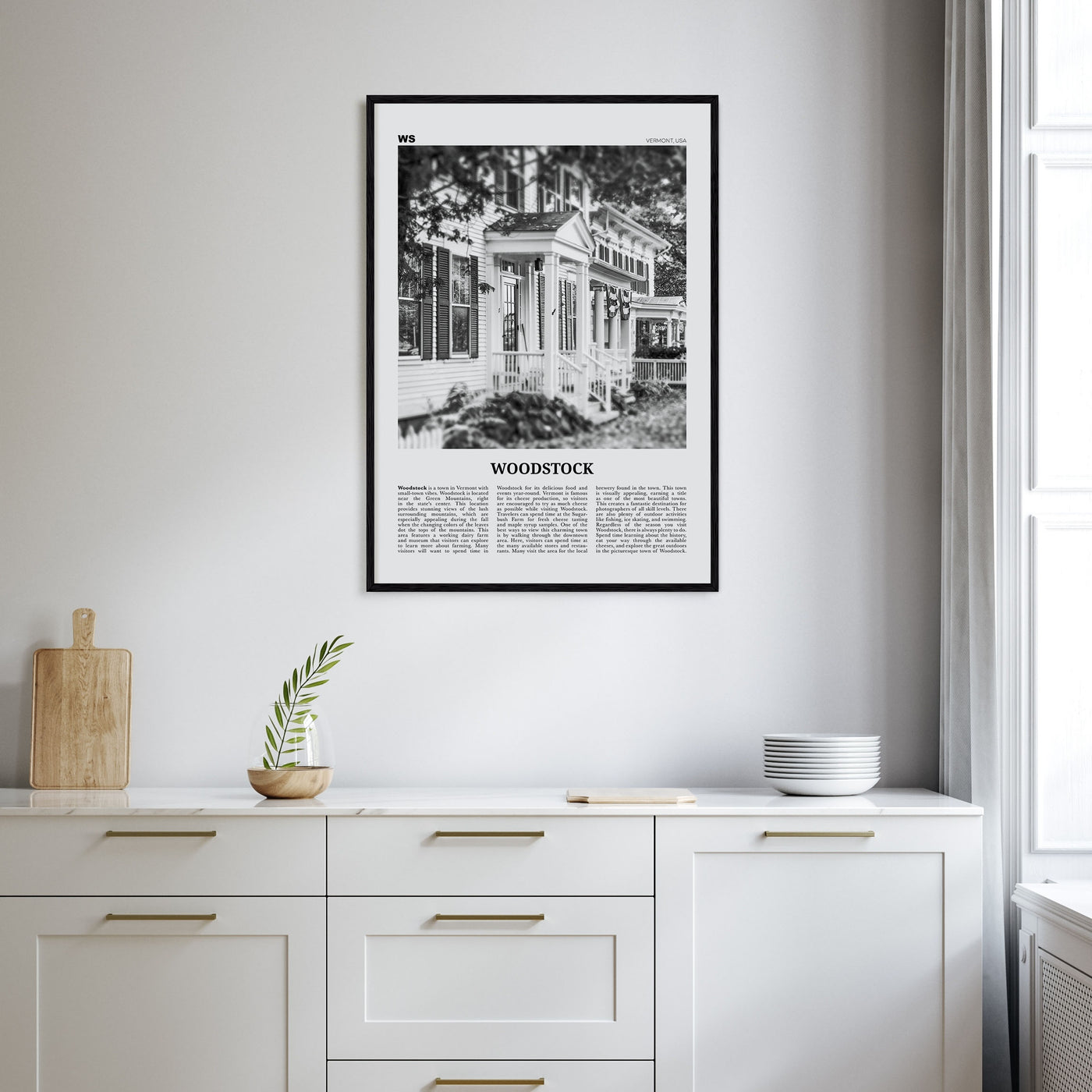 Woodstock, Vermont Travel B&W Poster