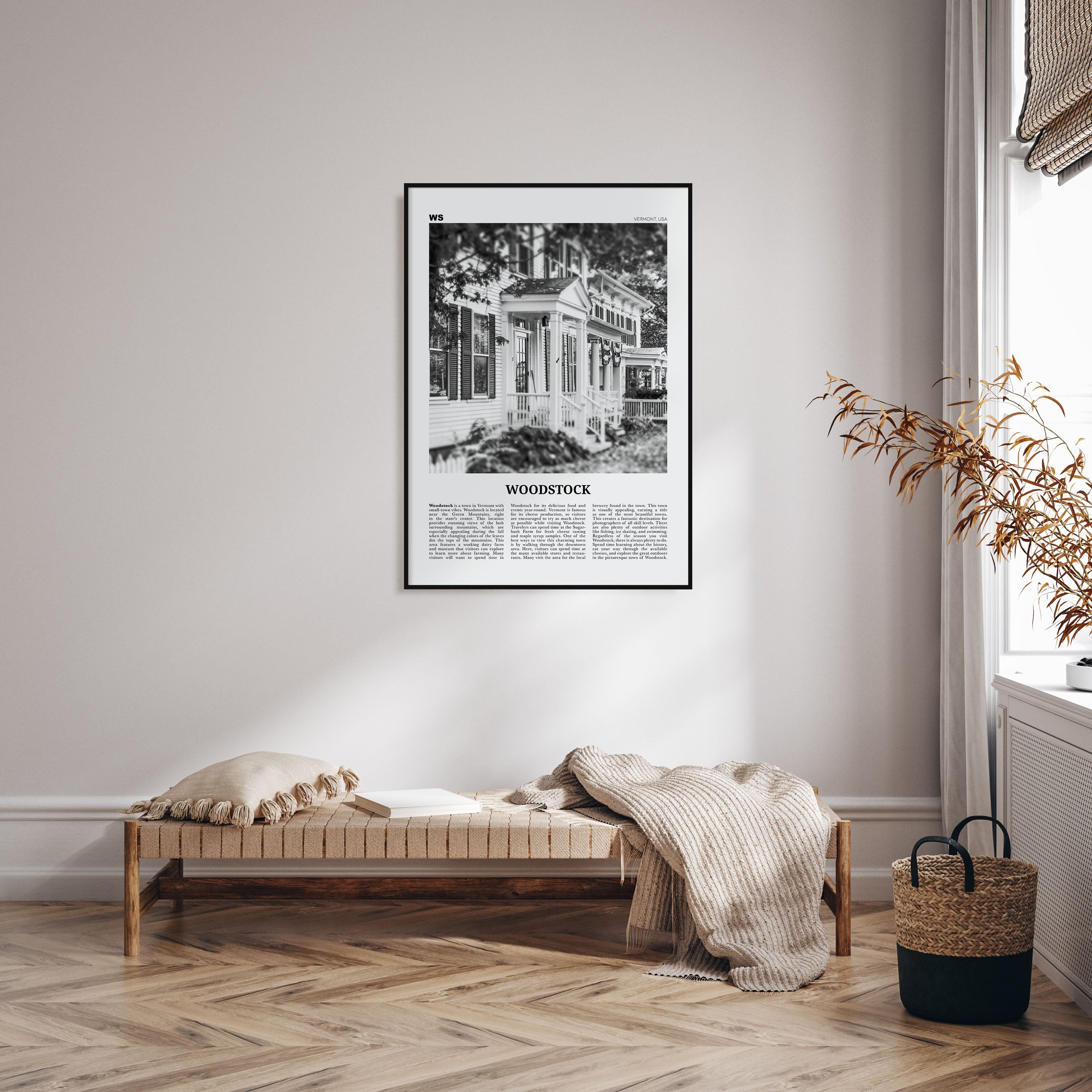 Woodstock, Vermont Travel B&W Poster