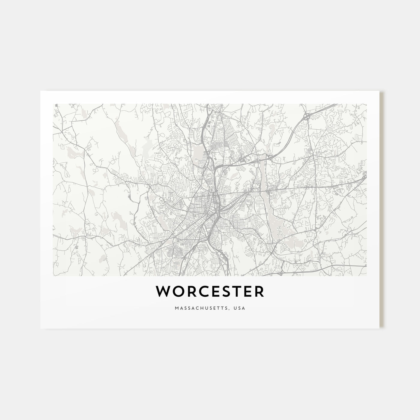 Worcester Map Landscape Poster