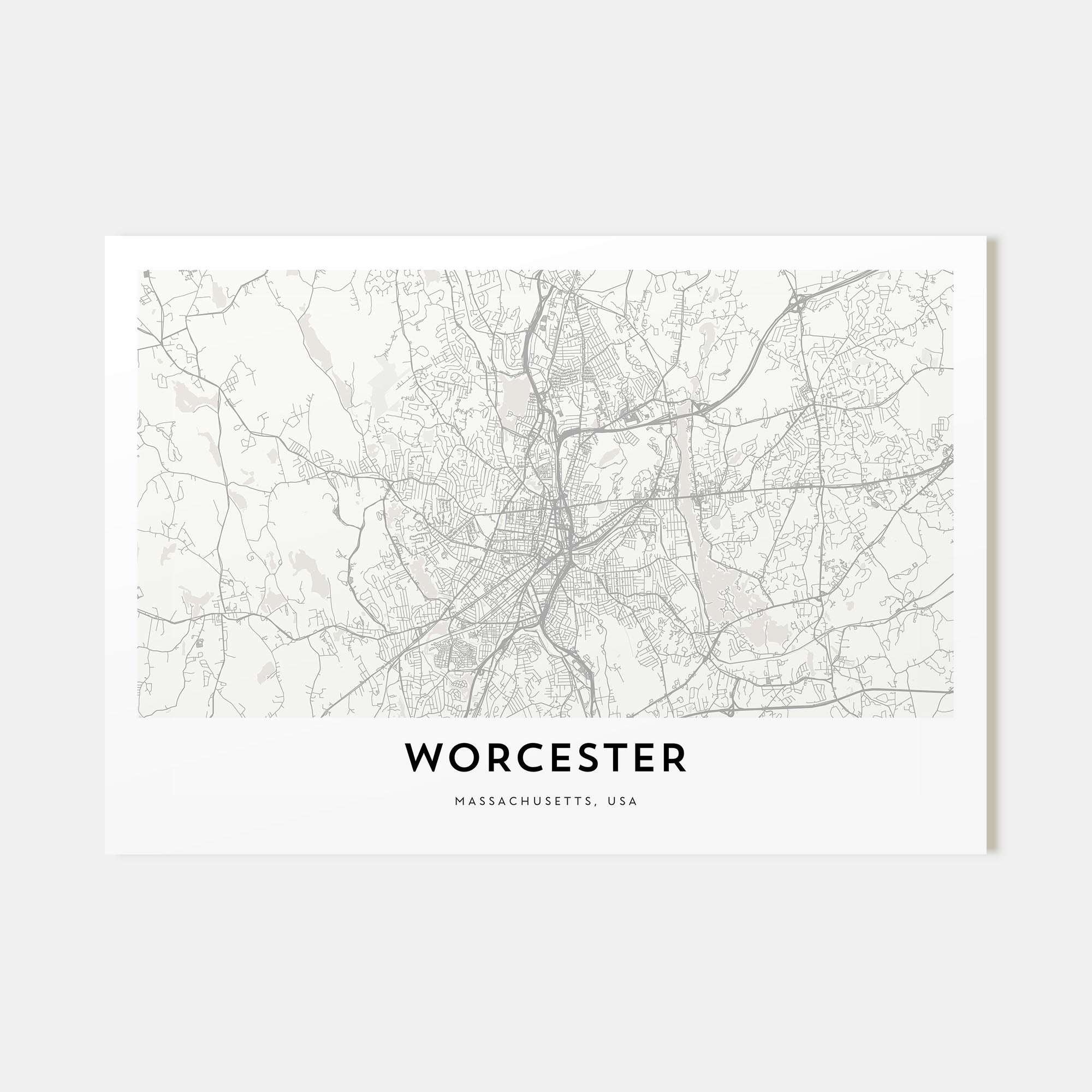 Worcester Map Landscape Poster