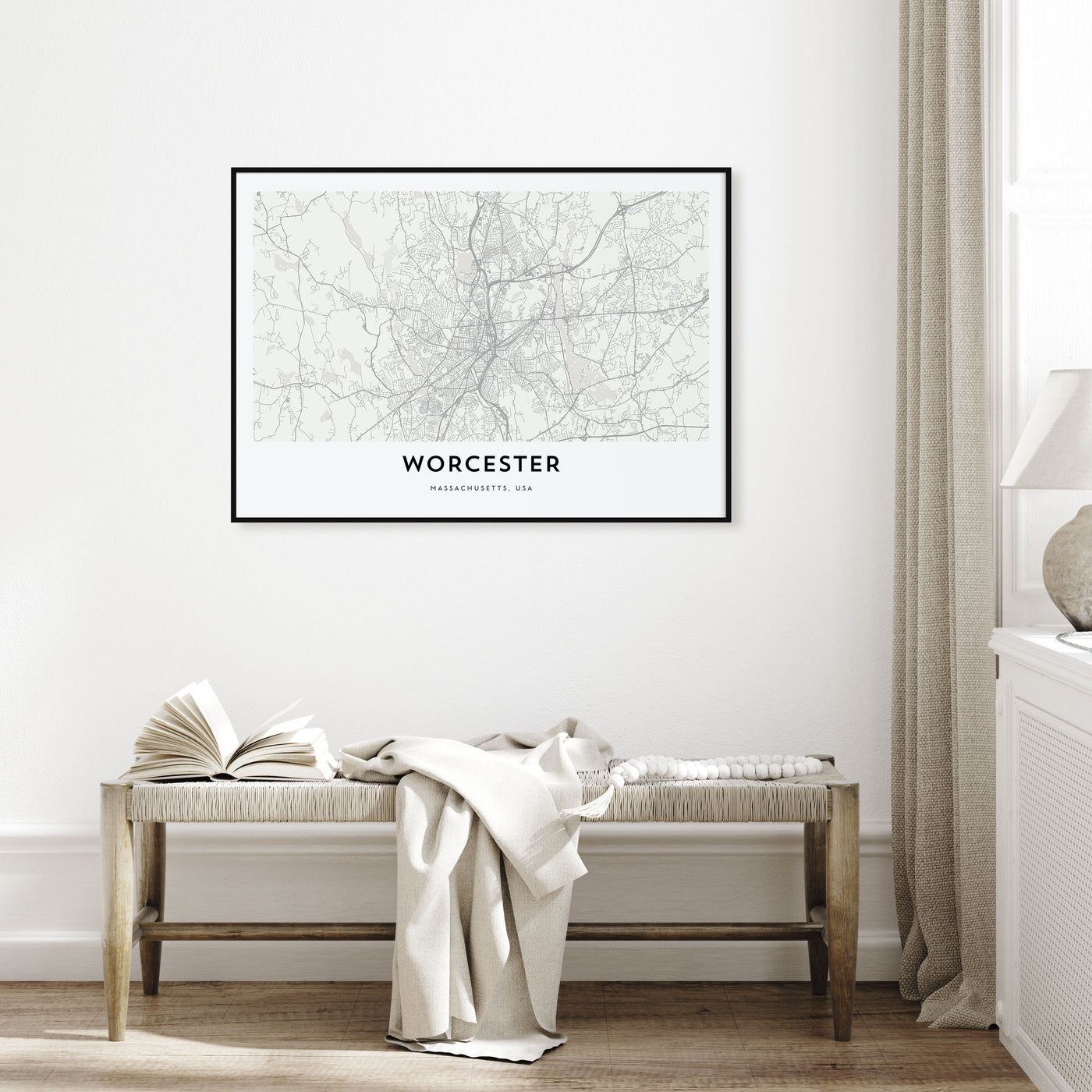 Worcester Map Landscape Poster