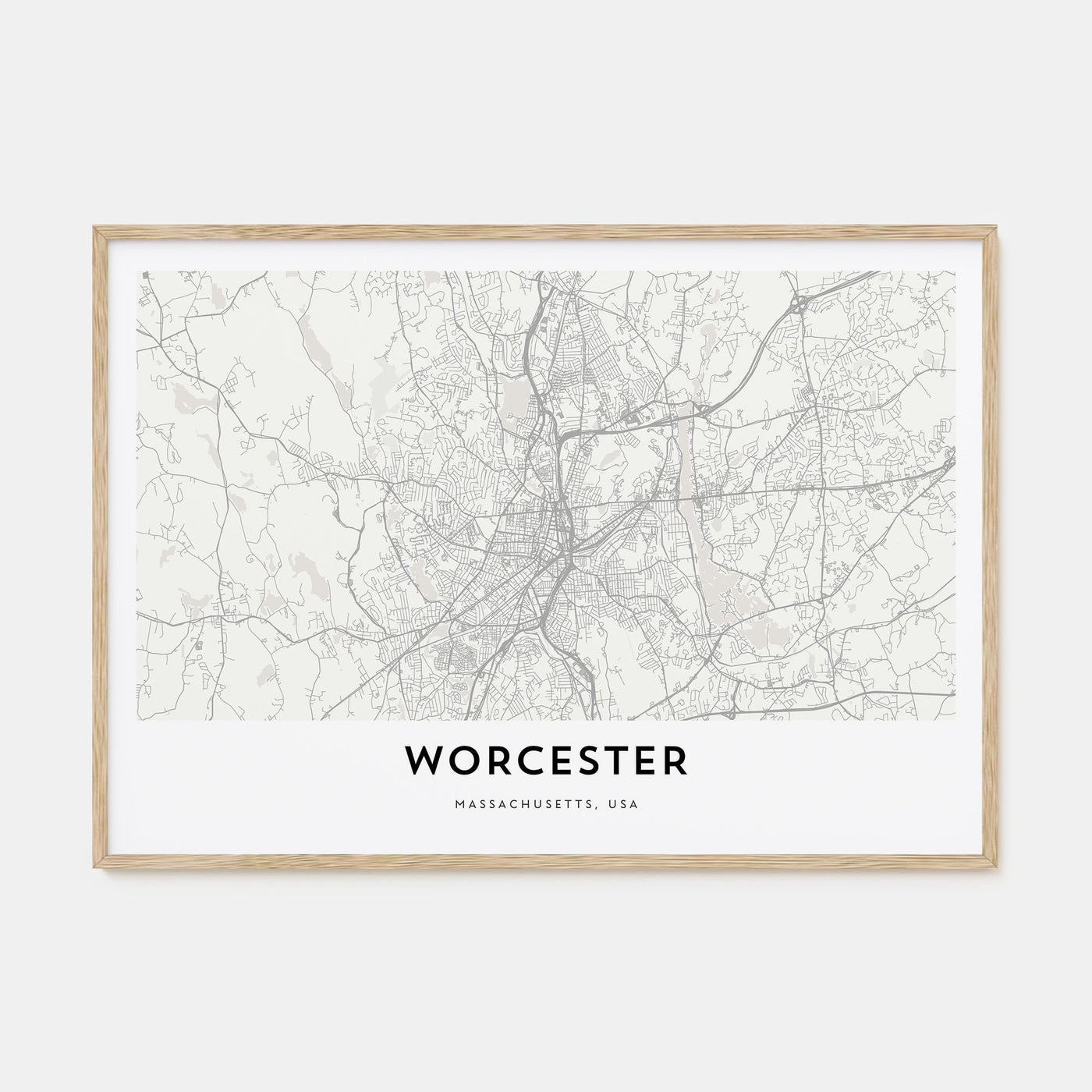 Worcester Map Landscape Poster