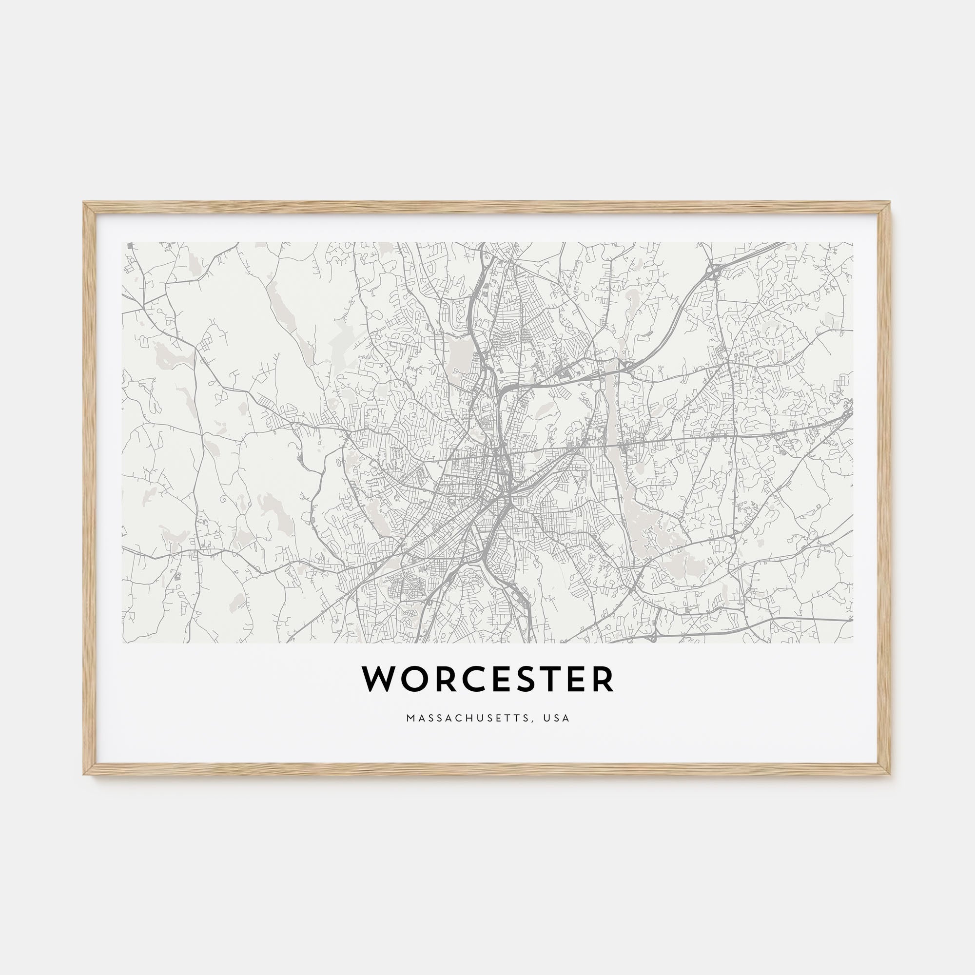 Worcester Map Landscape Poster
