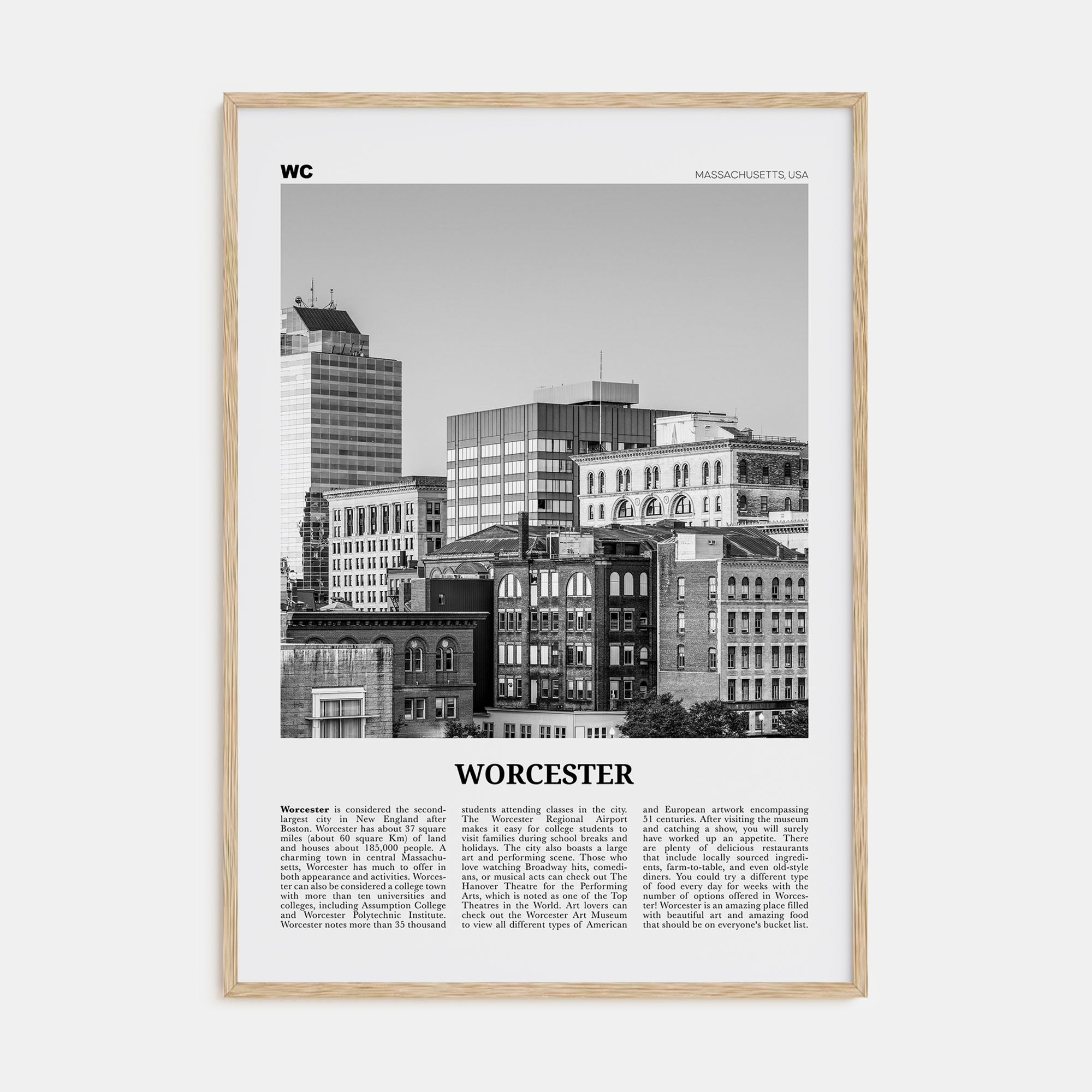 Worcester Travel B&W Poster