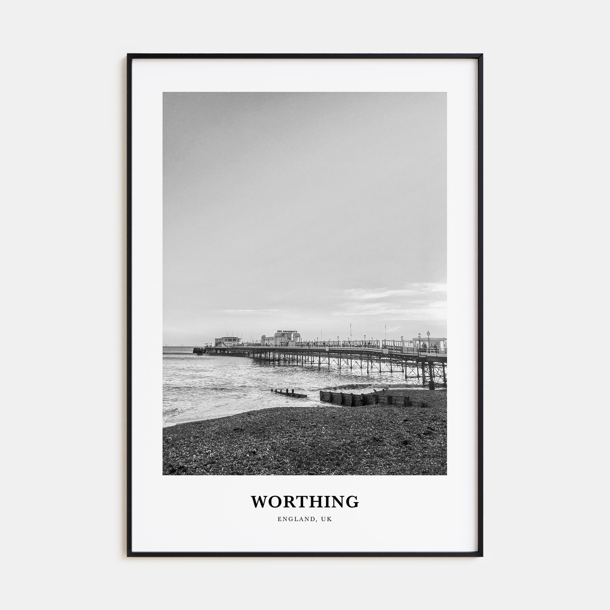 Worthing Portrait B&W Poster