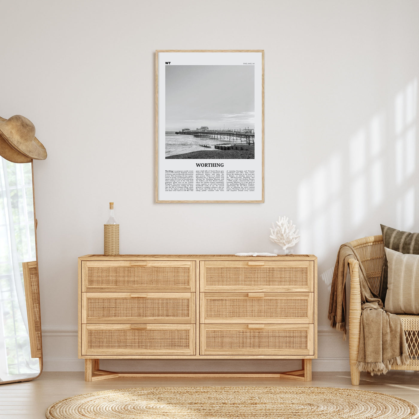 Worthing Travel B&W Poster