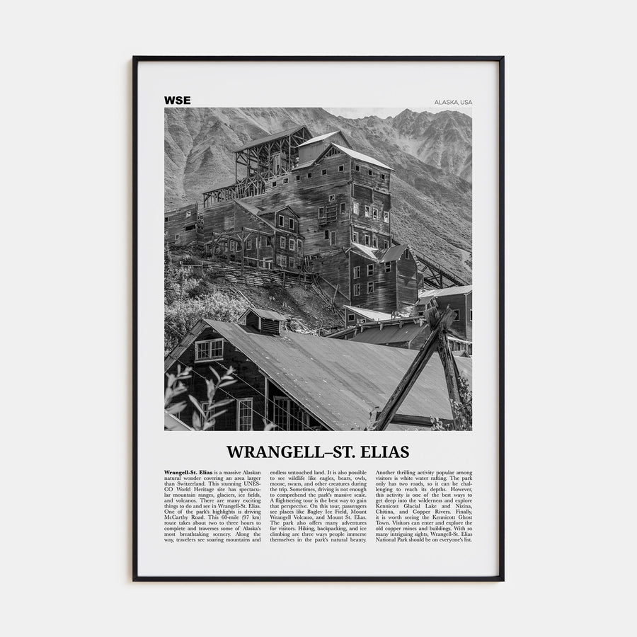 Wrangell–St. Elias National Park Travel B&W Poster