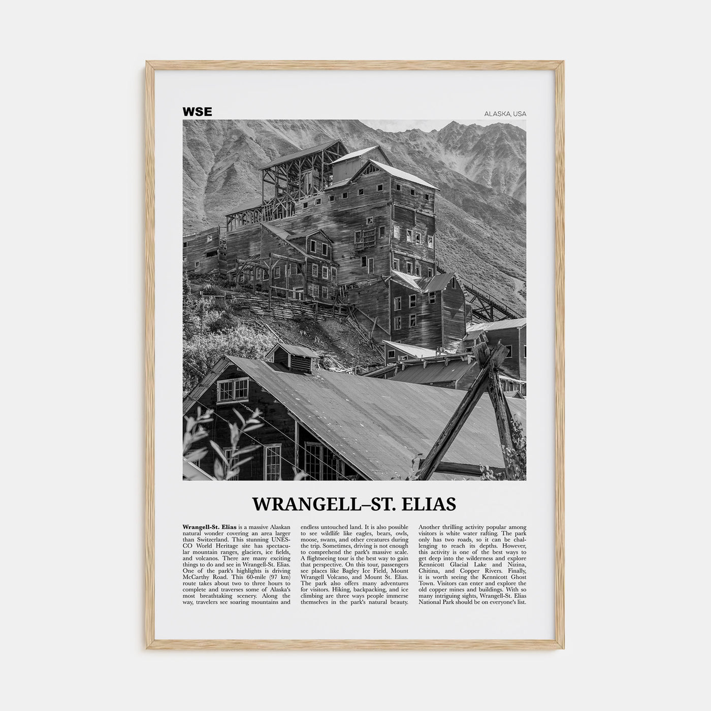 Wrangell–St. Elias National Park Travel B&W Poster