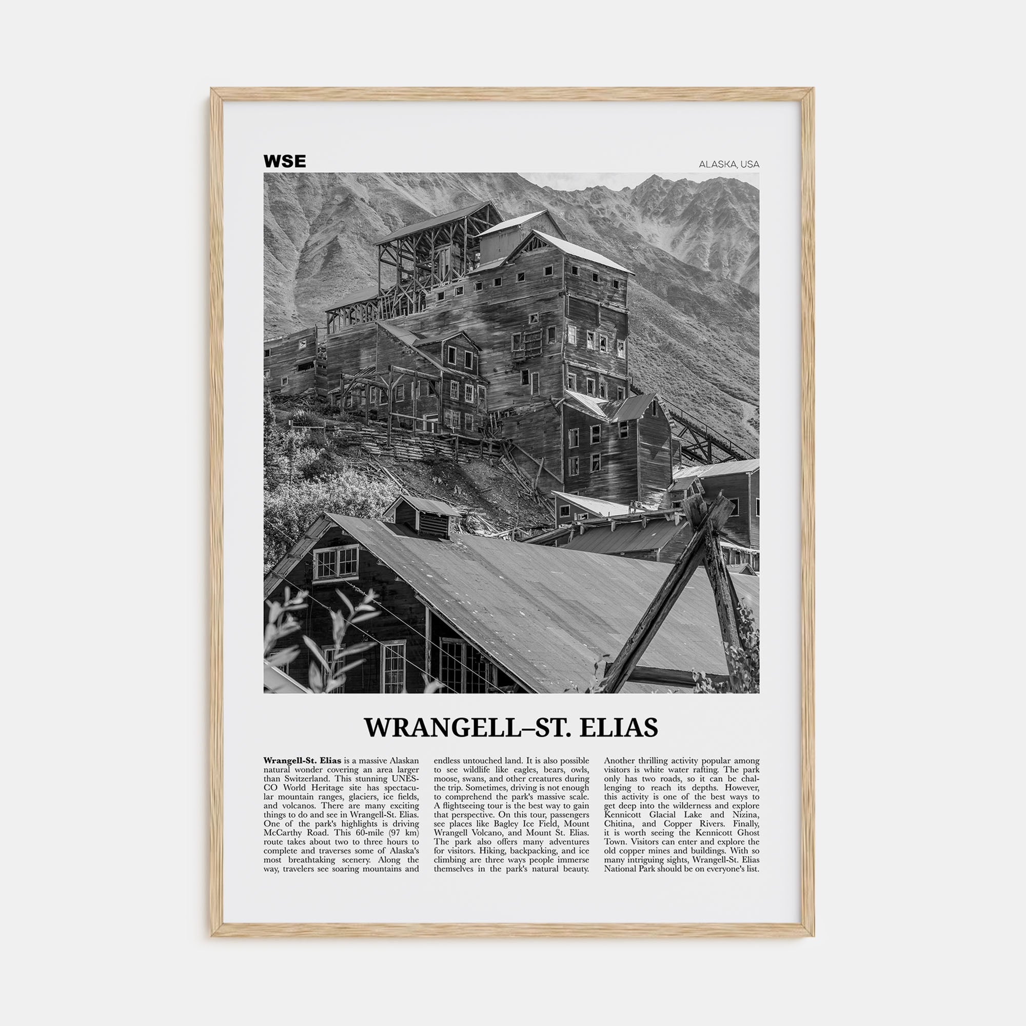 Wrangell–St. Elias National Park Travel B&W Poster