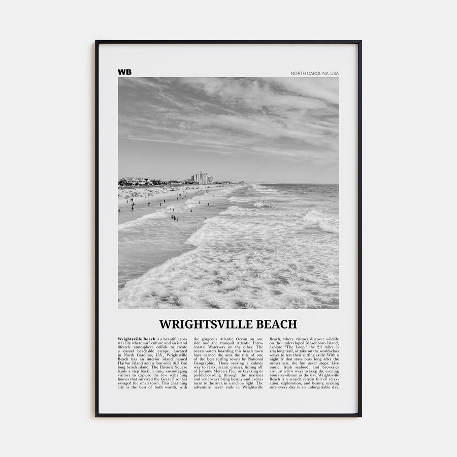 Wrightsville Beach Travel B&W No 1 Poster
