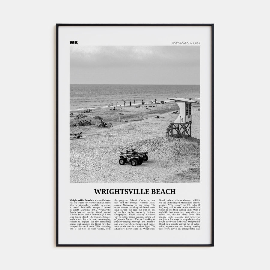 Wrightsville Beach Travel B&W No 2 Poster