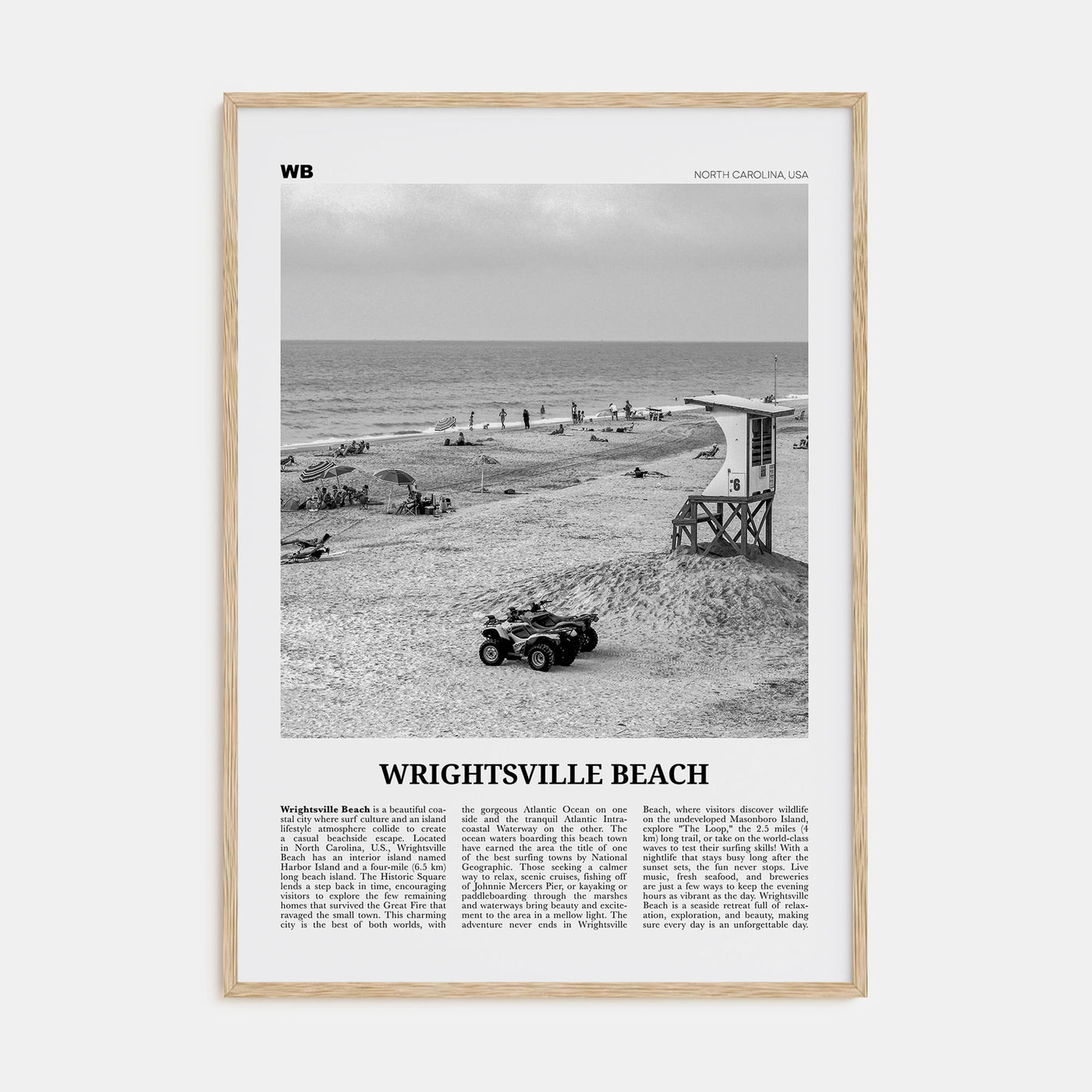 Wrightsville Beach Travel B&W No 2 Poster