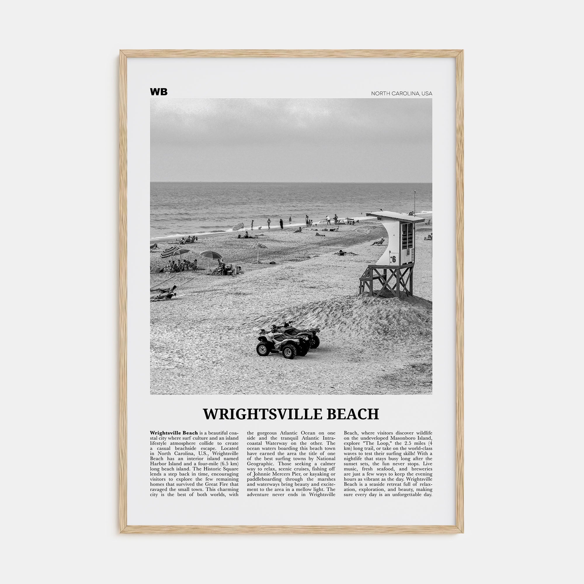 Wrightsville Beach Travel B&W No 2 Poster