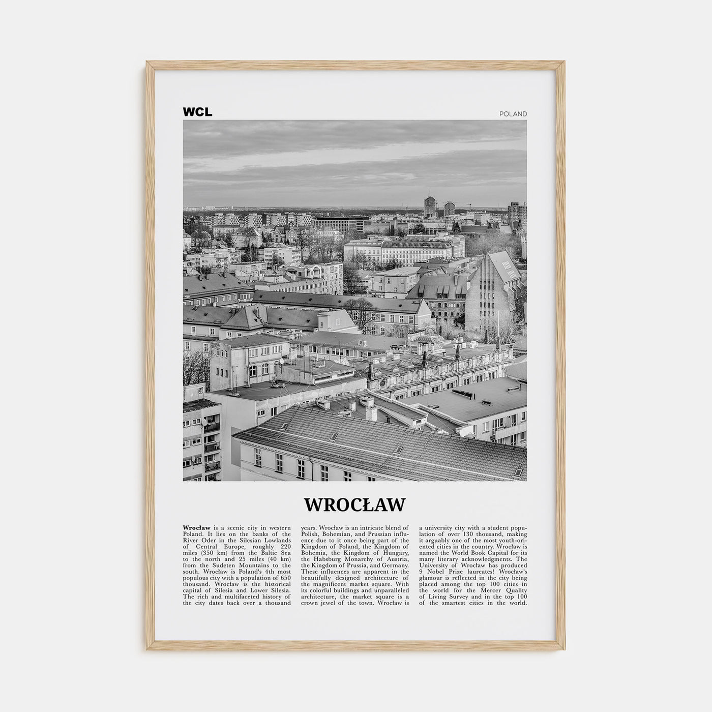 Wrocław Travel B&W Poster