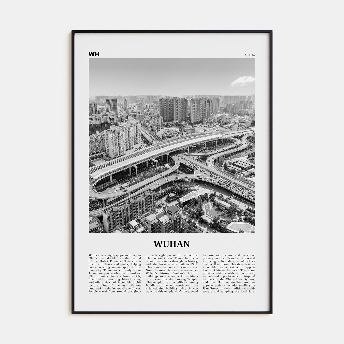Wuhan Travel B&W Poster