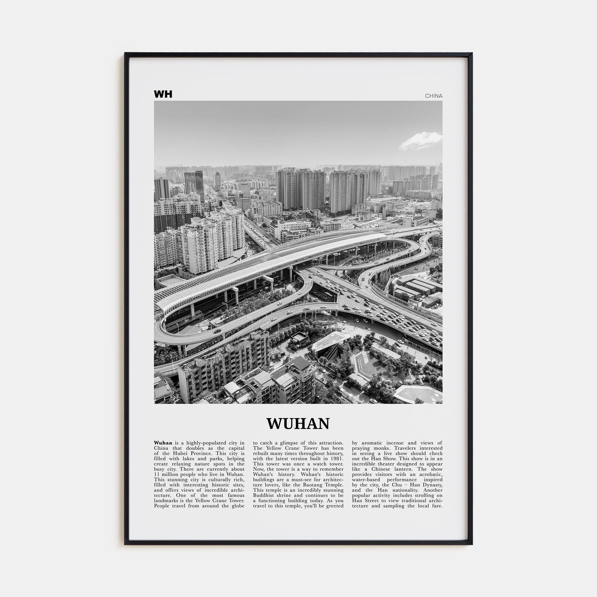 Wuhan Travel B&W Poster