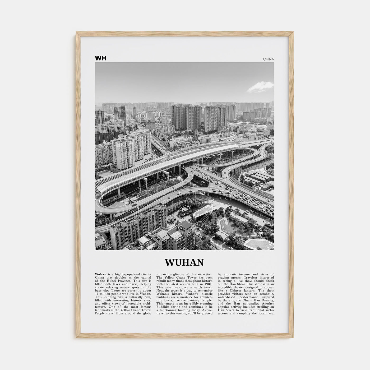 Wuhan Travel B&W Poster