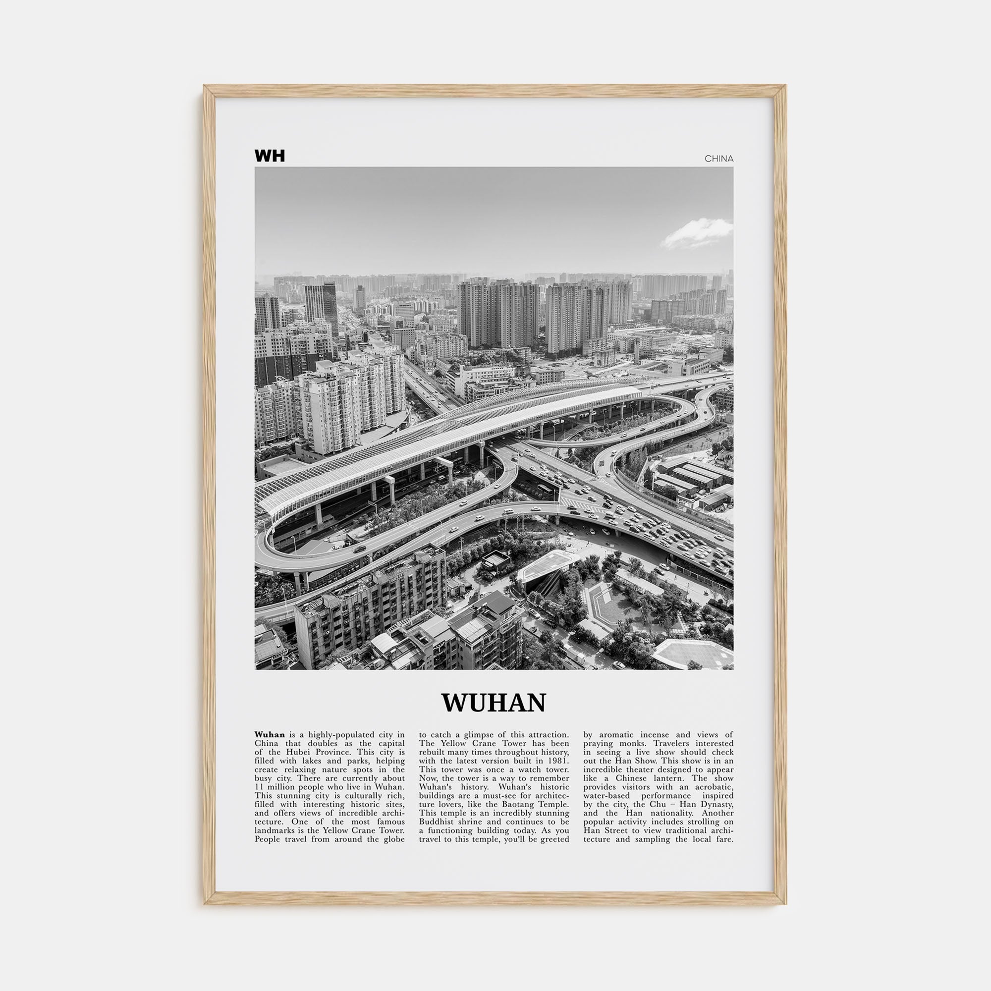 Wuhan Travel B&W Poster