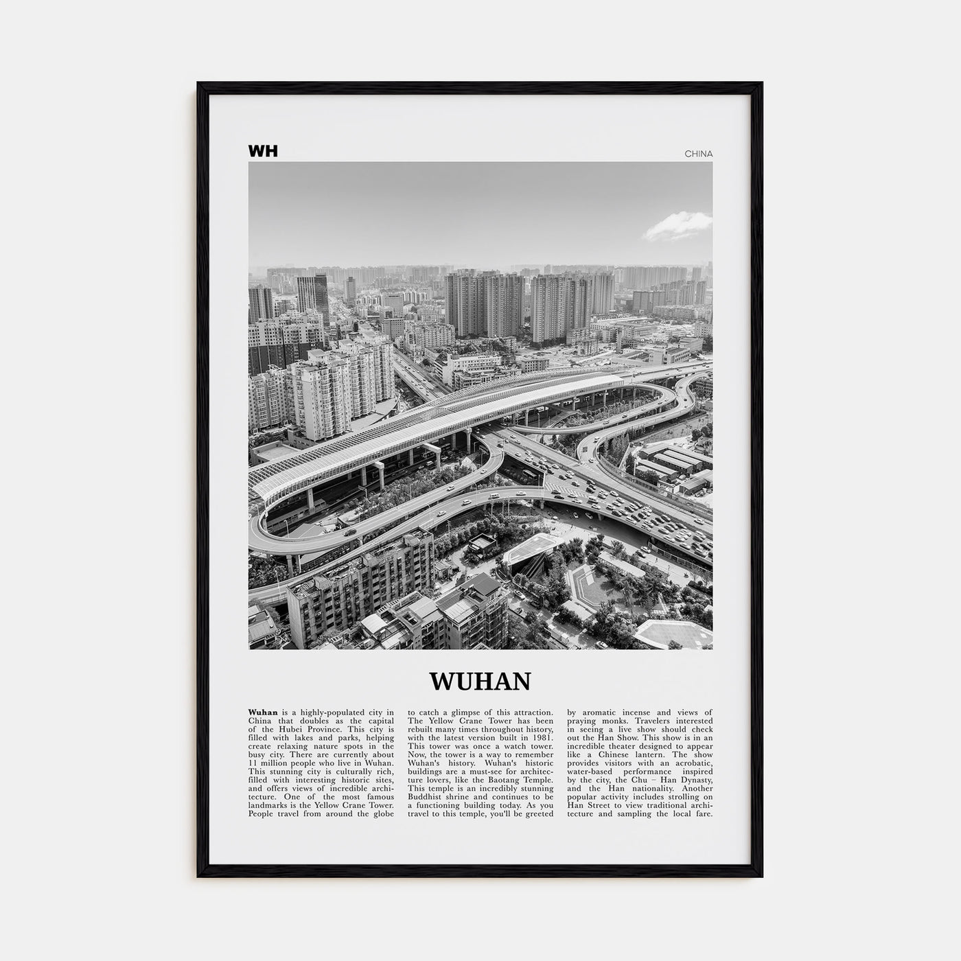 Wuhan Travel B&W Poster