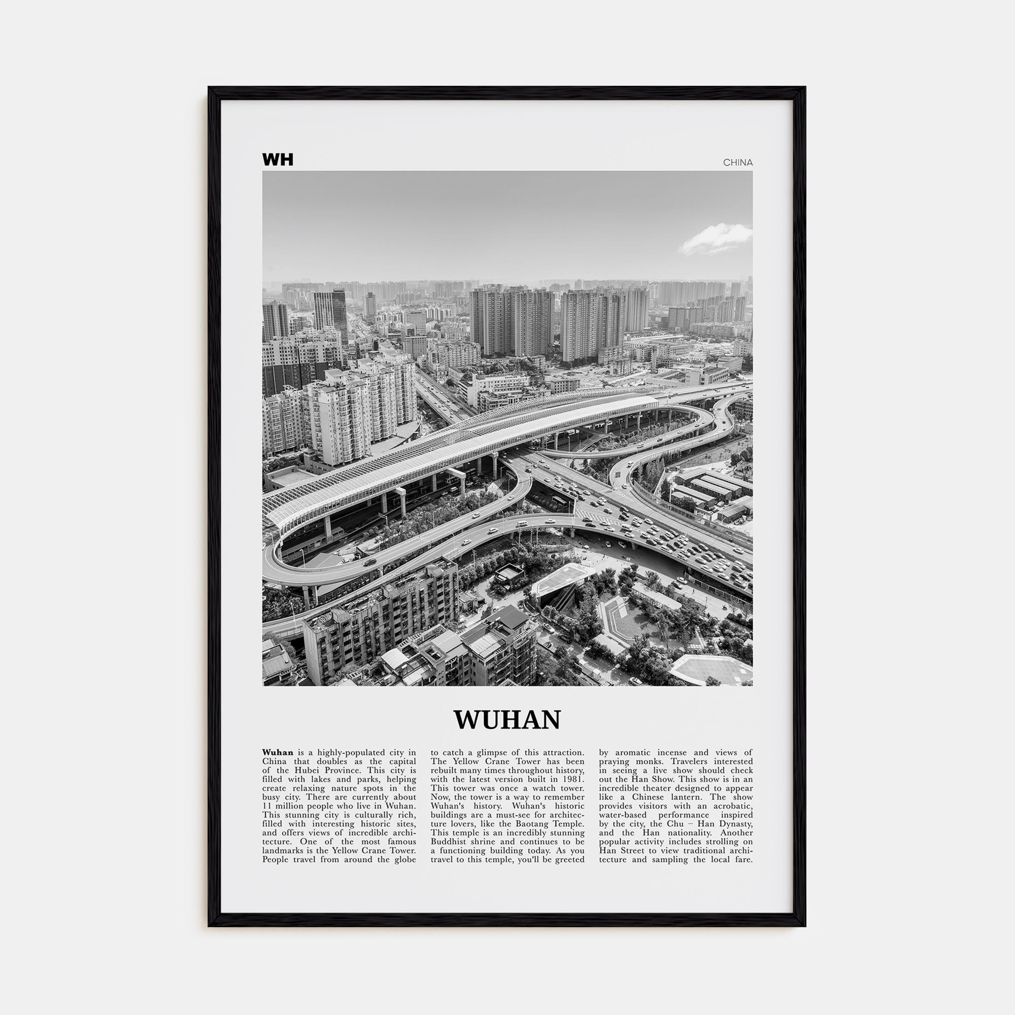 Wuhan Travel B&W Poster