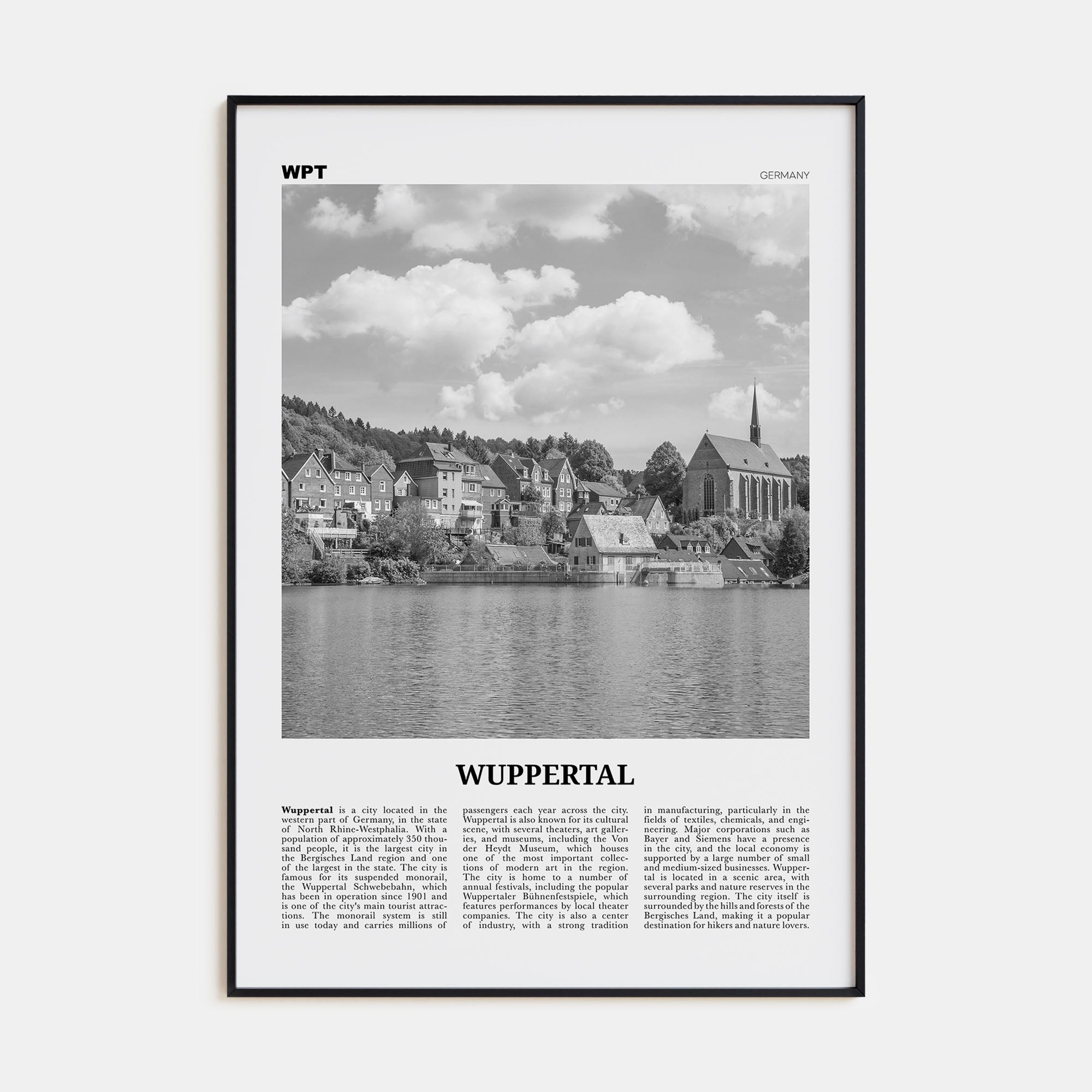 Wuppertal Travel B&W Poster